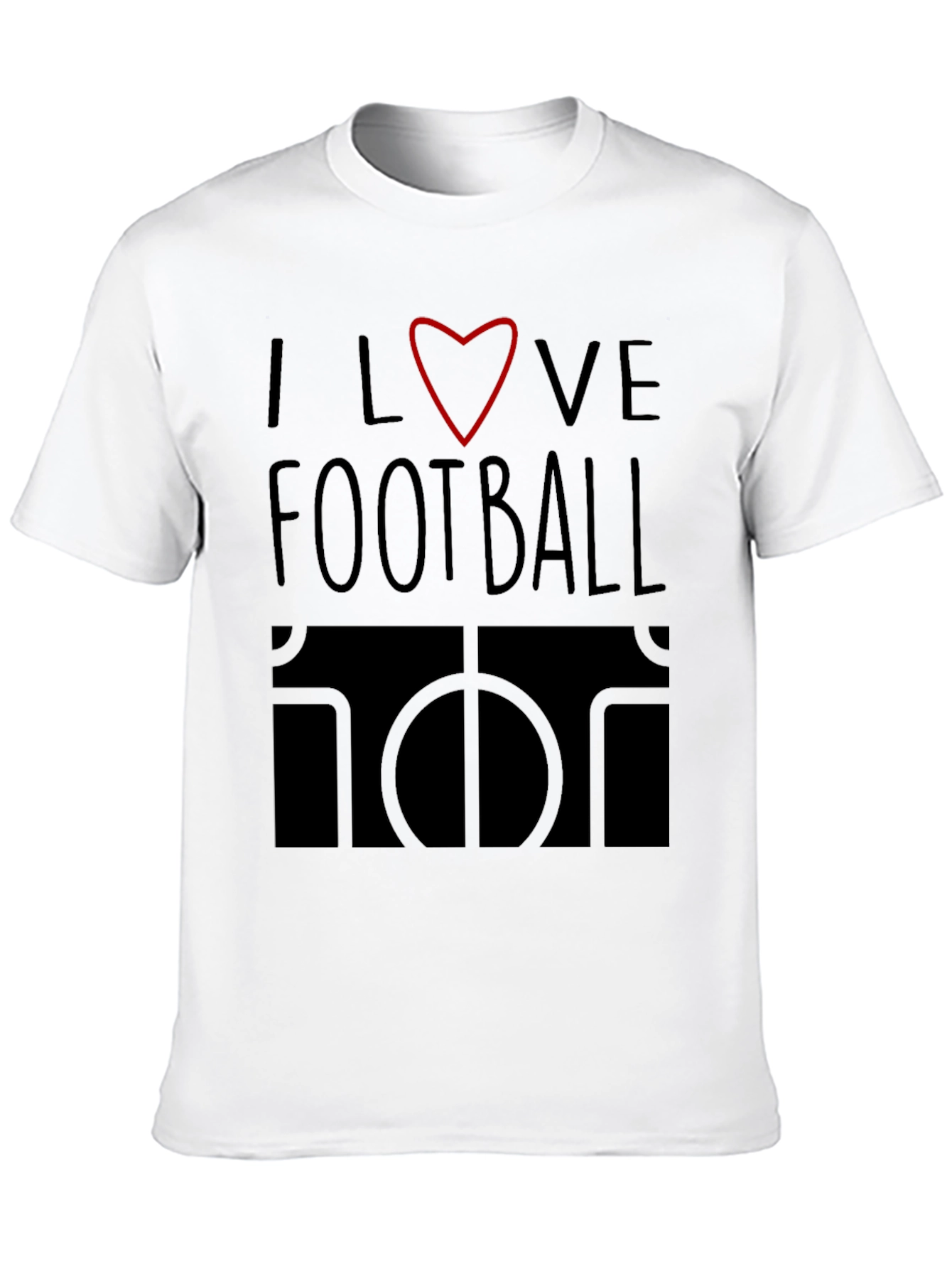 Black I Love Football Graphic Tee - Black Cotton T-Shirt view 10