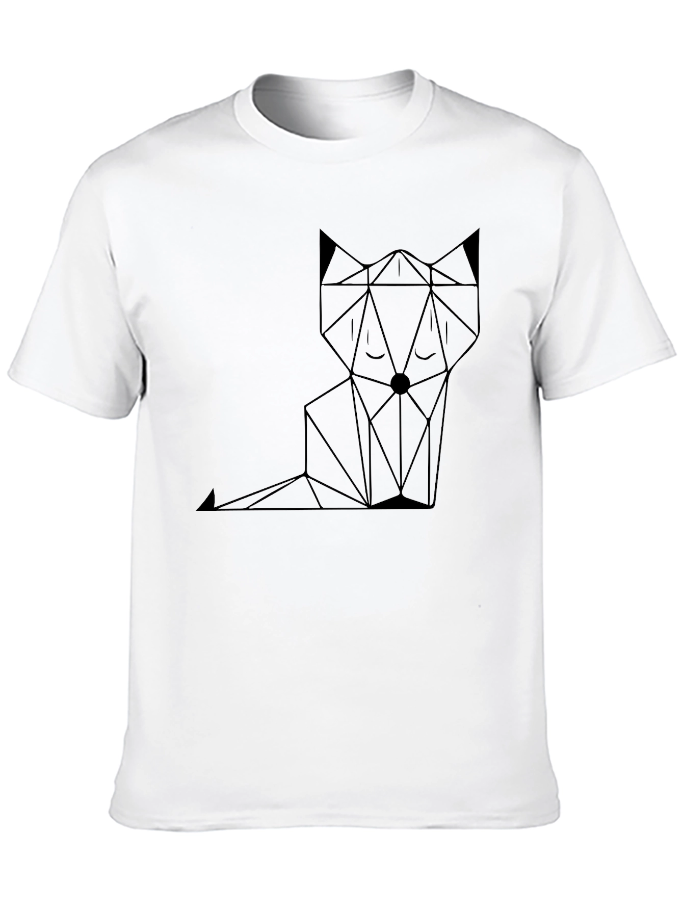 Black Geometric Fox Graphic Tee - Modern Minimalist Design view 10