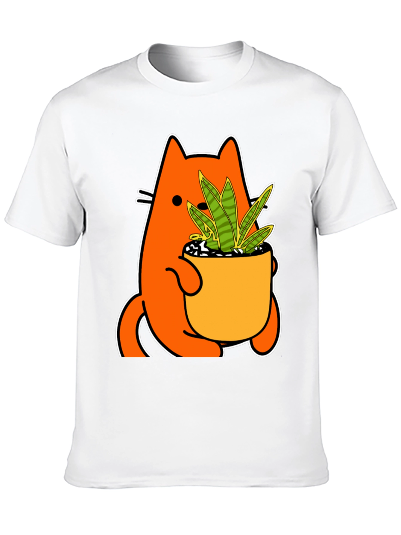 Black Cat Holding Potted Plant Graphic Tee view 10