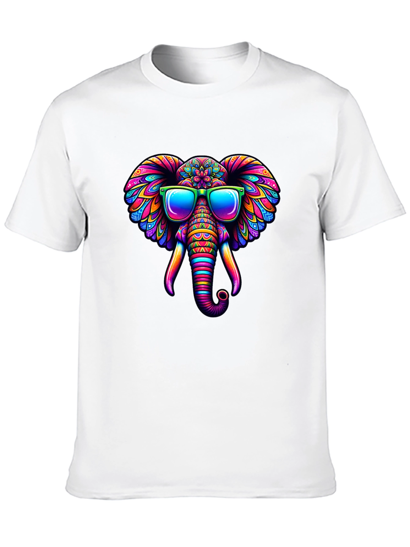 Black Cool Elephant T-Shirt: Colorful Design view 10