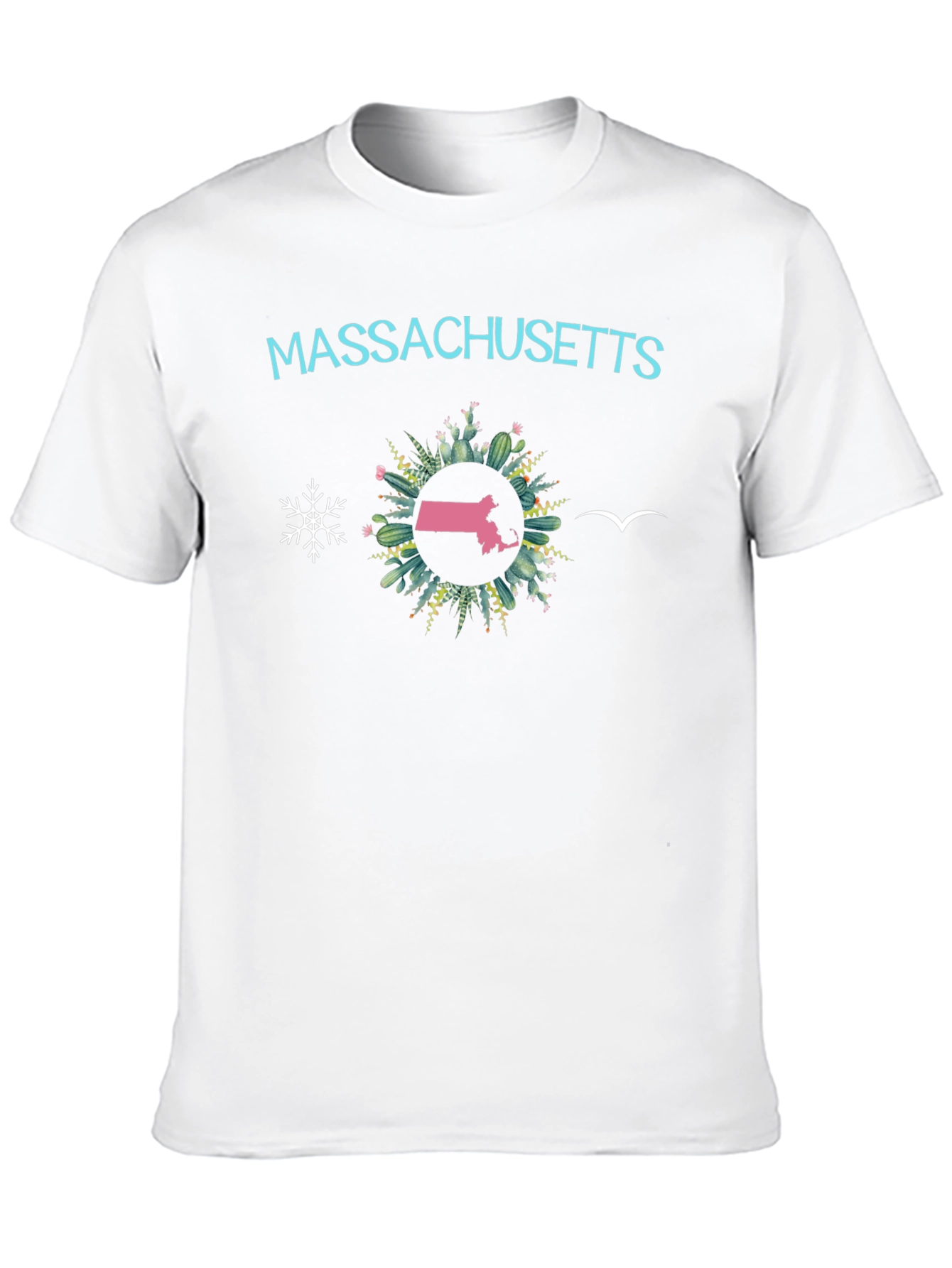 Black Massachusetts Graphic Tee - Cactus & State Pride! view 10