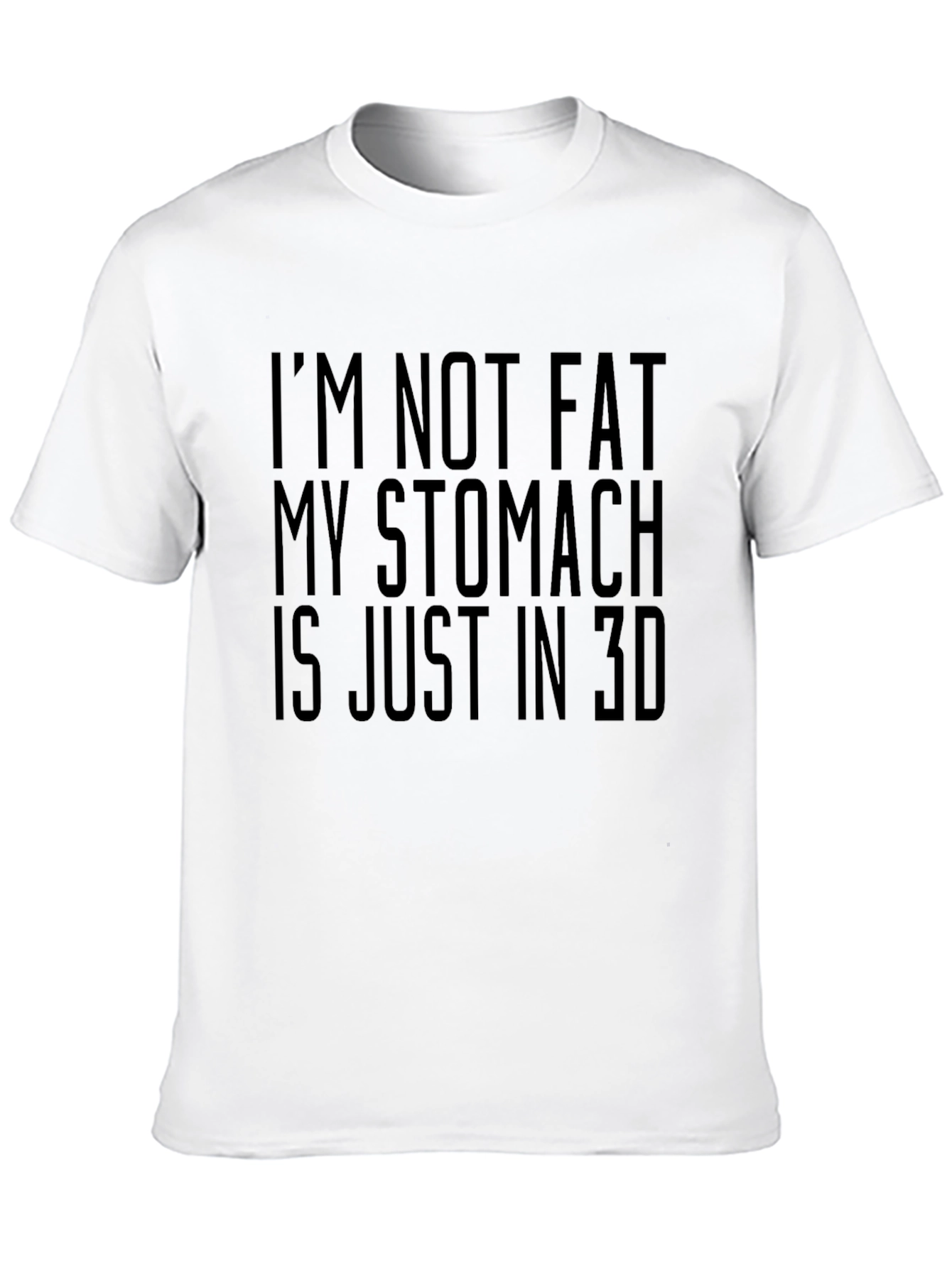 Black Funny 3D Stomach Men's Black T-Shirt view 10