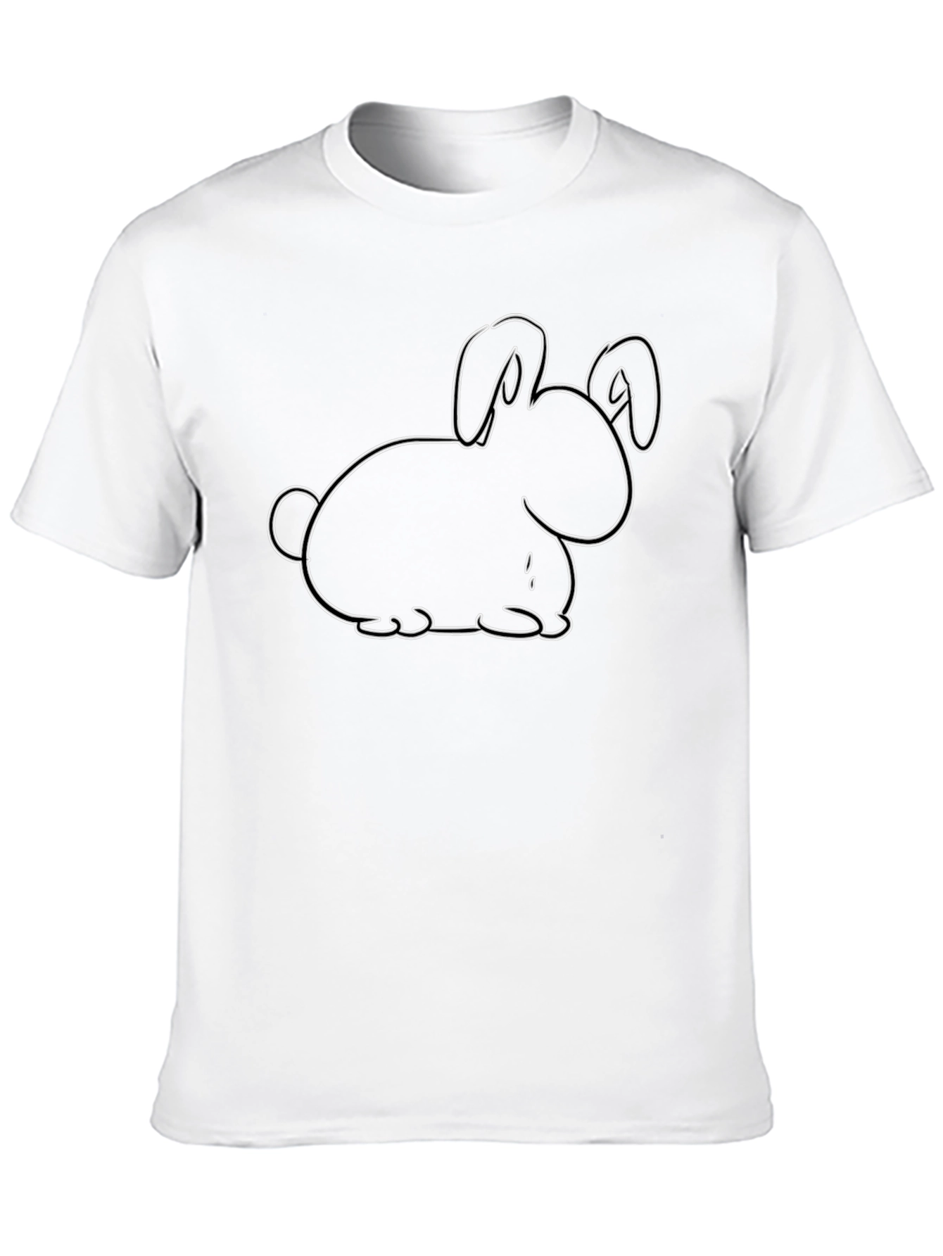 Black Black Bunny Outline Graphic Tee - Casual Cotton Comfort view 10