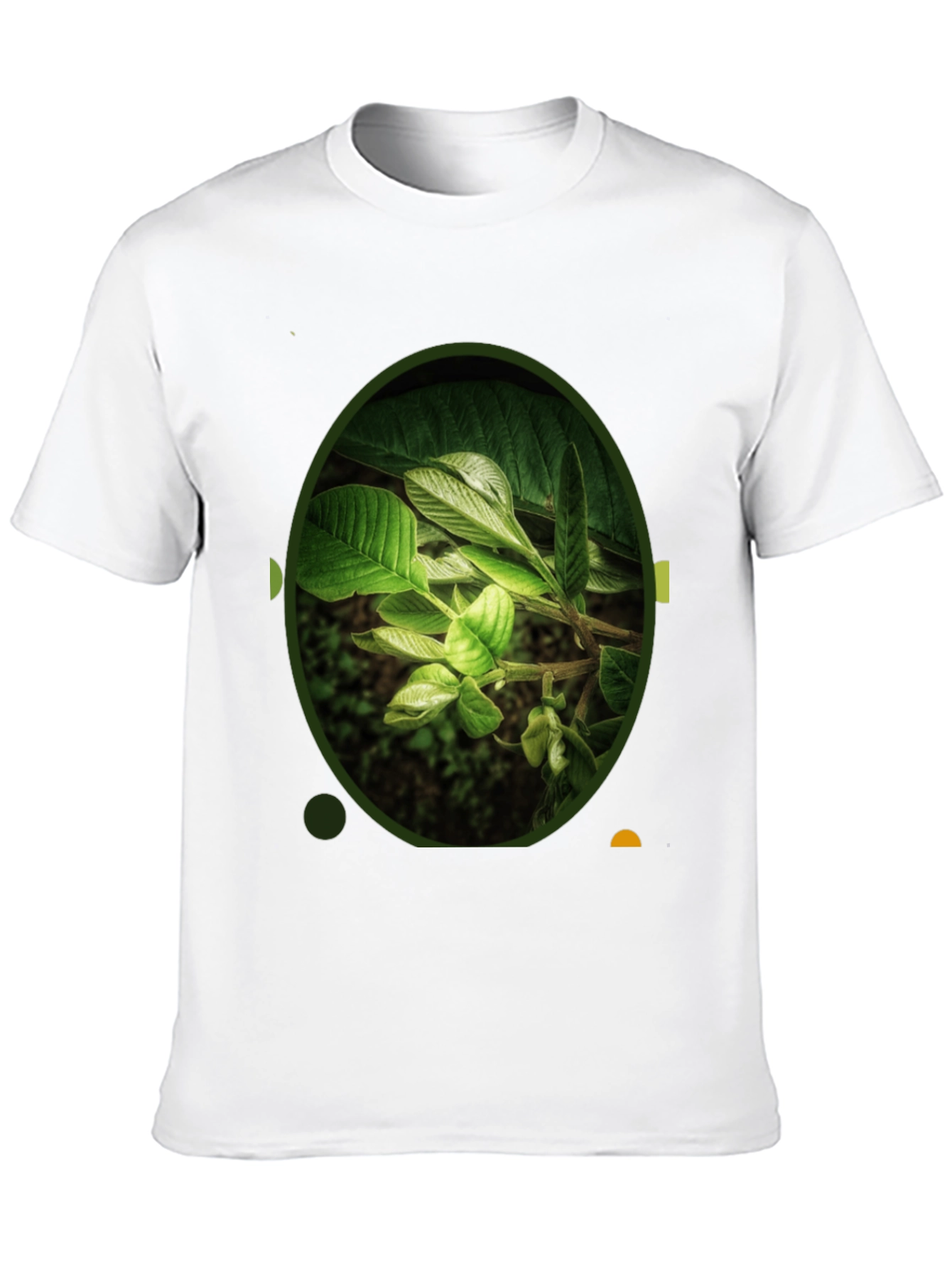 Black Nature Leaf Print Black Crew Neck T-Shirt view 10