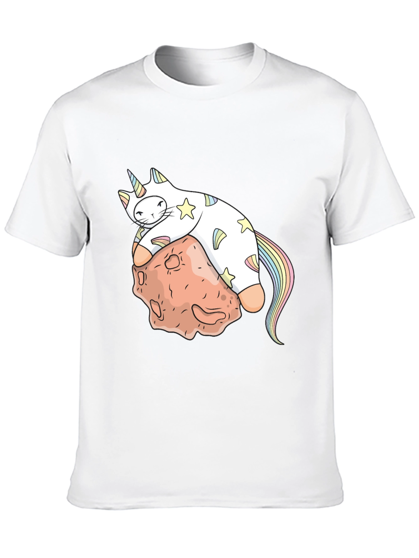 Black Unicorn Cat on Asteroid Graphic T-Shirt view 10