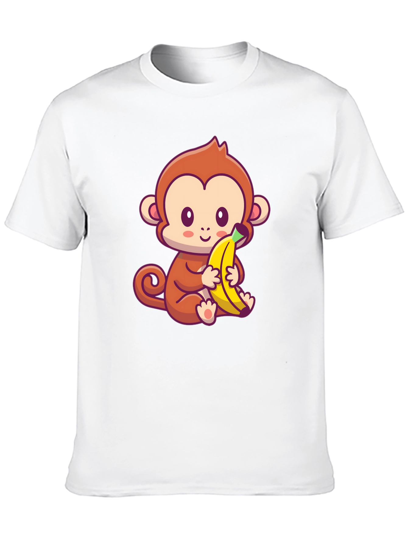 Cute Monkey Banana Graphic Black T-Shirt - 10