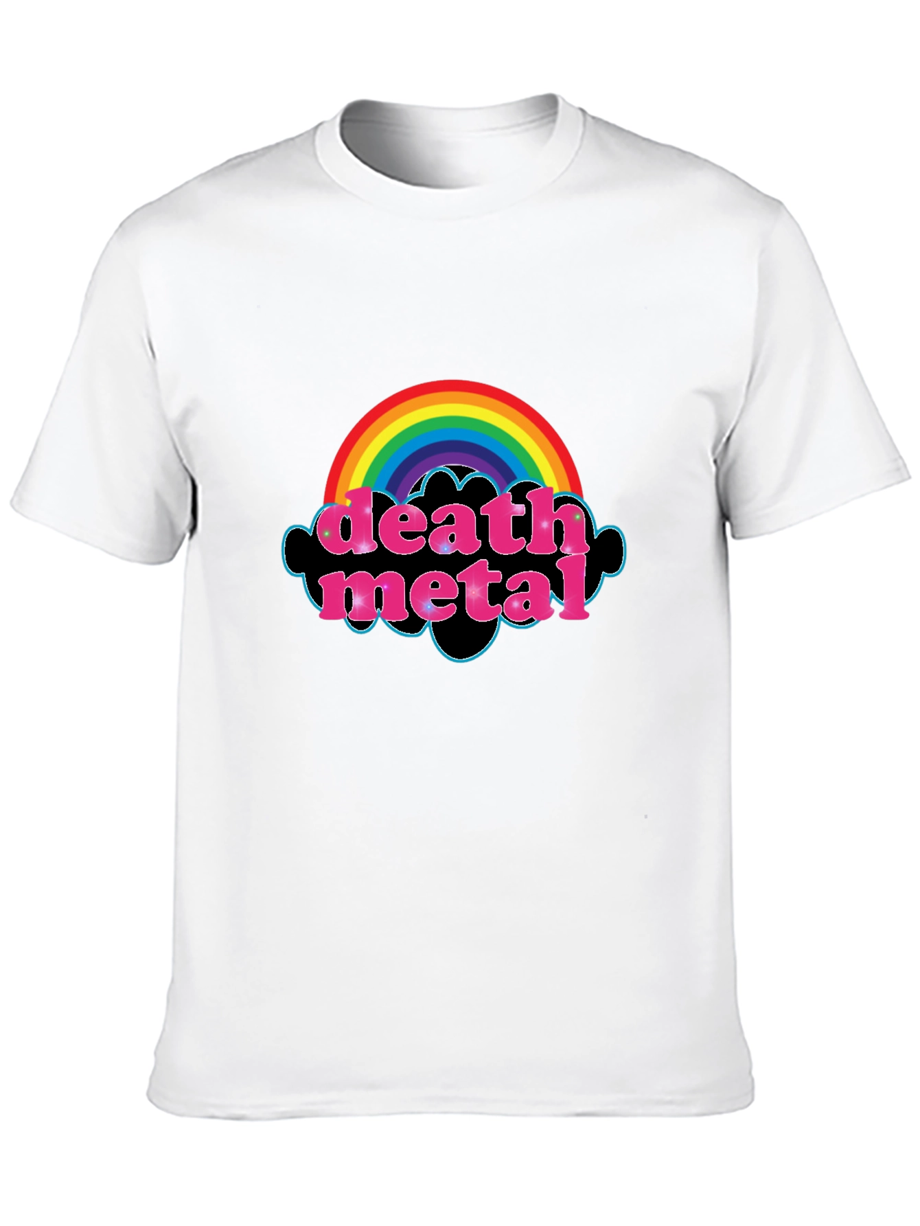 Black Death Metal Rainbow T-Shirt - Black Graphic Tee view 10