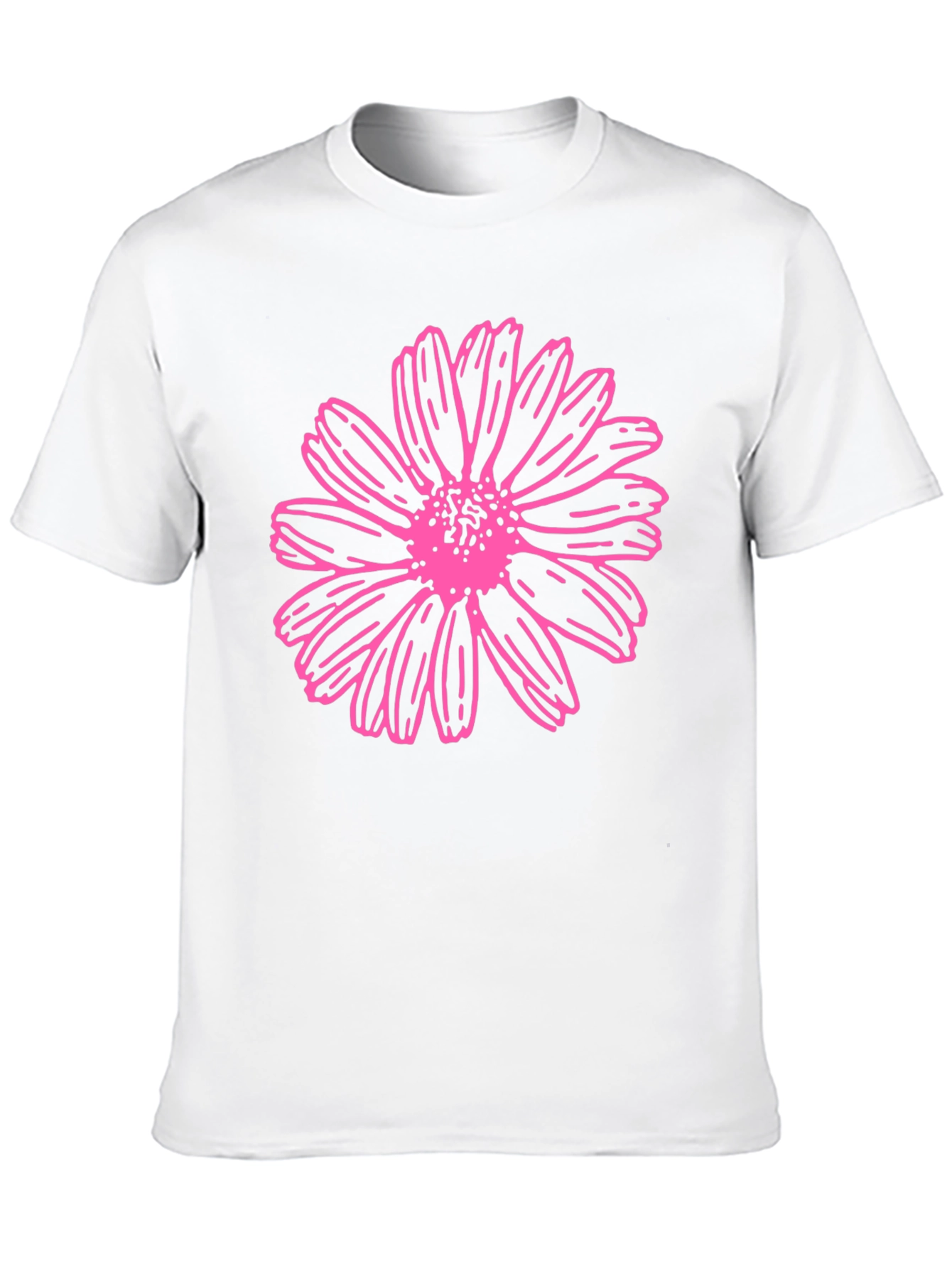 Black Pink Daisy Graphic T-Shirt - Black Cotton Blend view 10