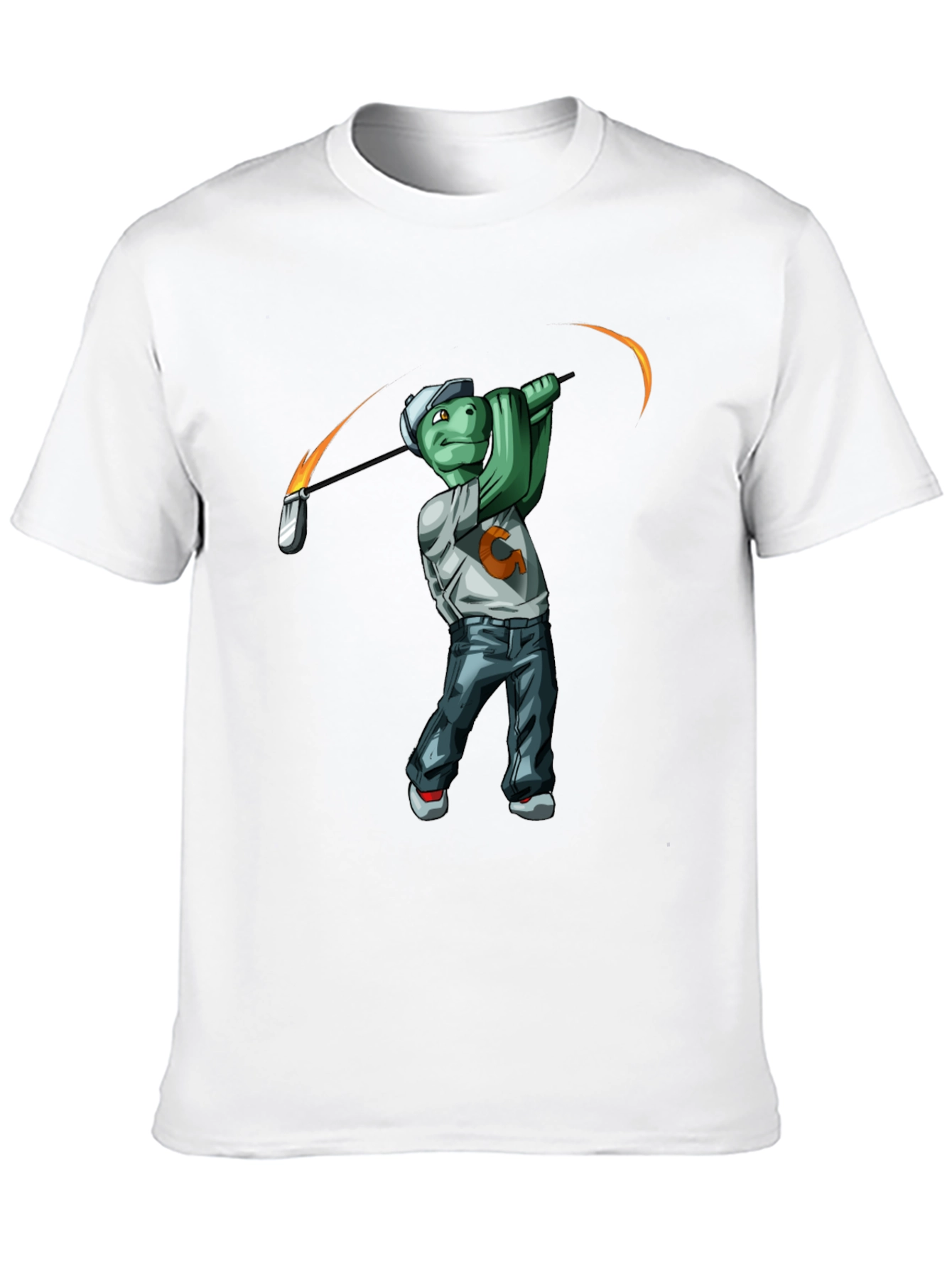 Black Golfing Turtle Graphic T-Shirt - Funny Tee view 10