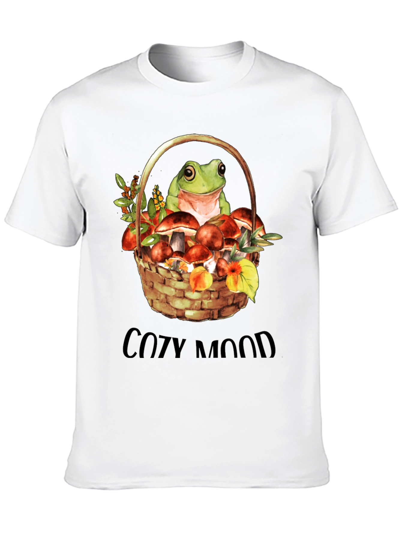 Cozy Mood Frog & Mushroom Basket Graphic Tee - 10