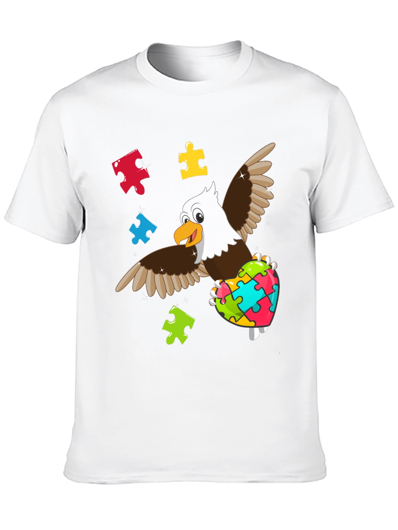 Black Autism Awareness Eagle T-Shirt view 10