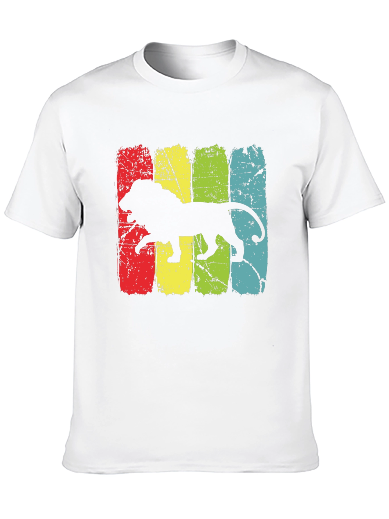 Black Retro Lion Graphic Tee - Men's Short Sleeve Black T-Shirt view 10