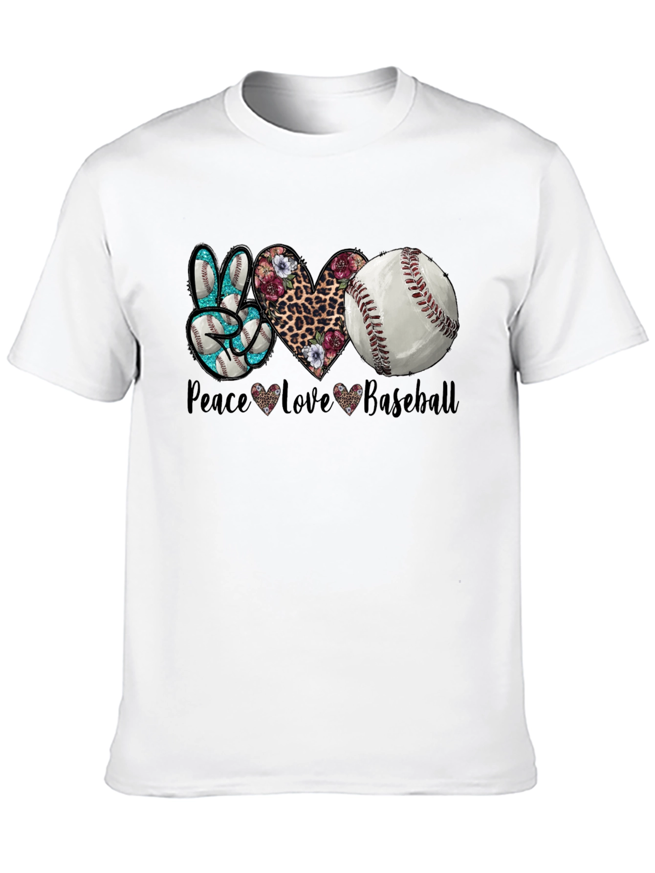 Black Peace Love Baseball Graphic T-Shirt view 10