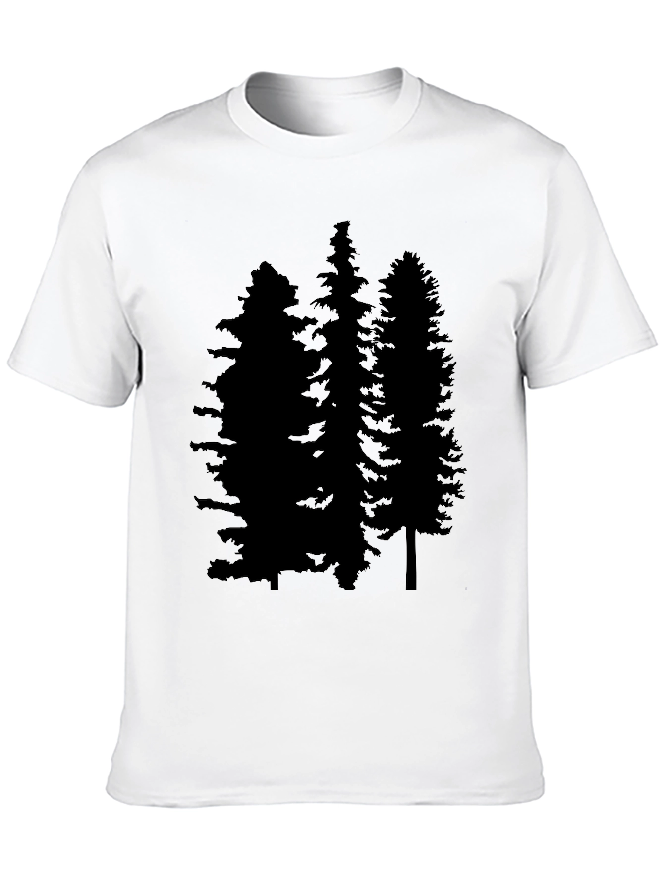 Black Men's Black T-Shirt with Pine Tree Graphic view 10