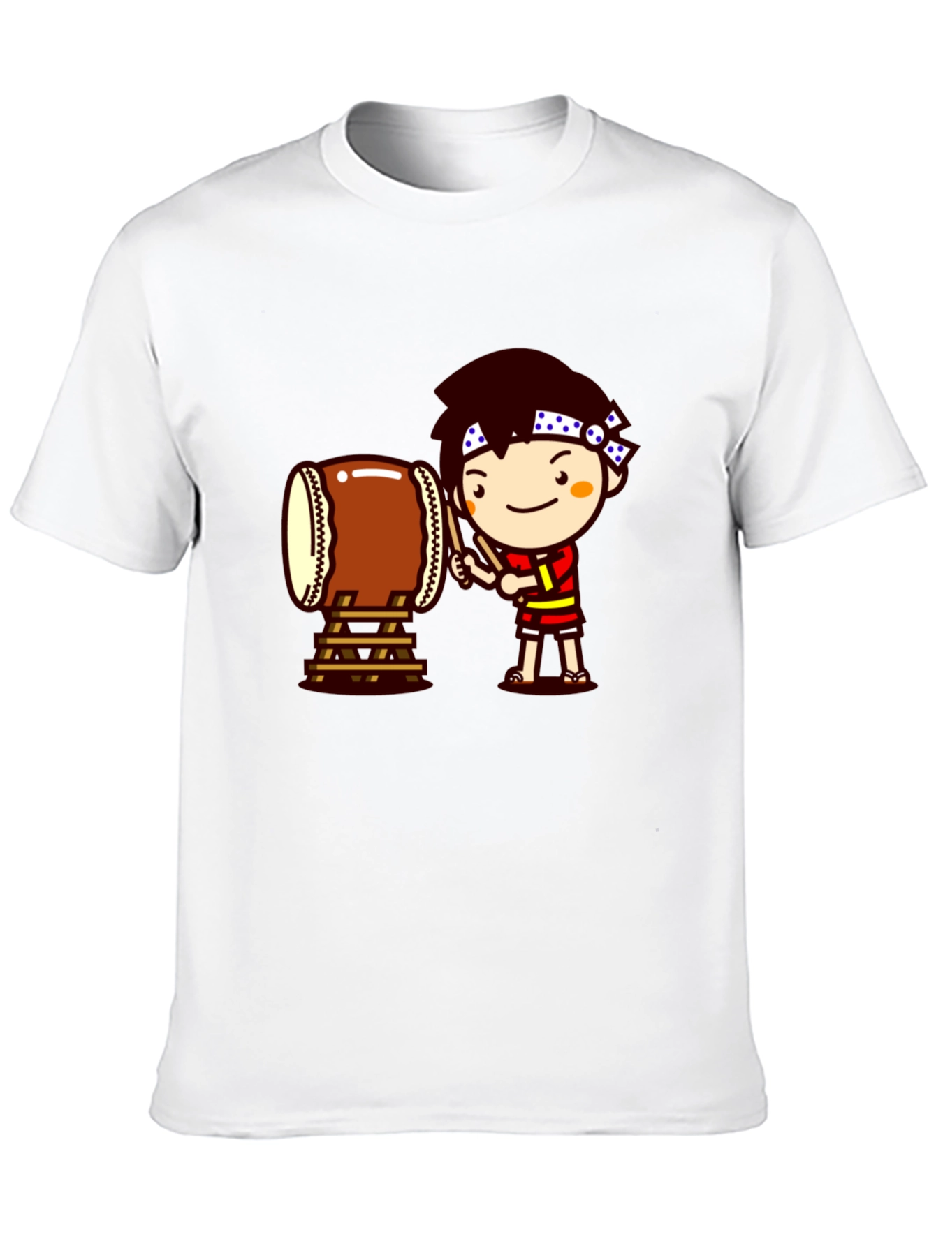 Black Black T-Shirt with Drummer Cartoon Graphic view 10