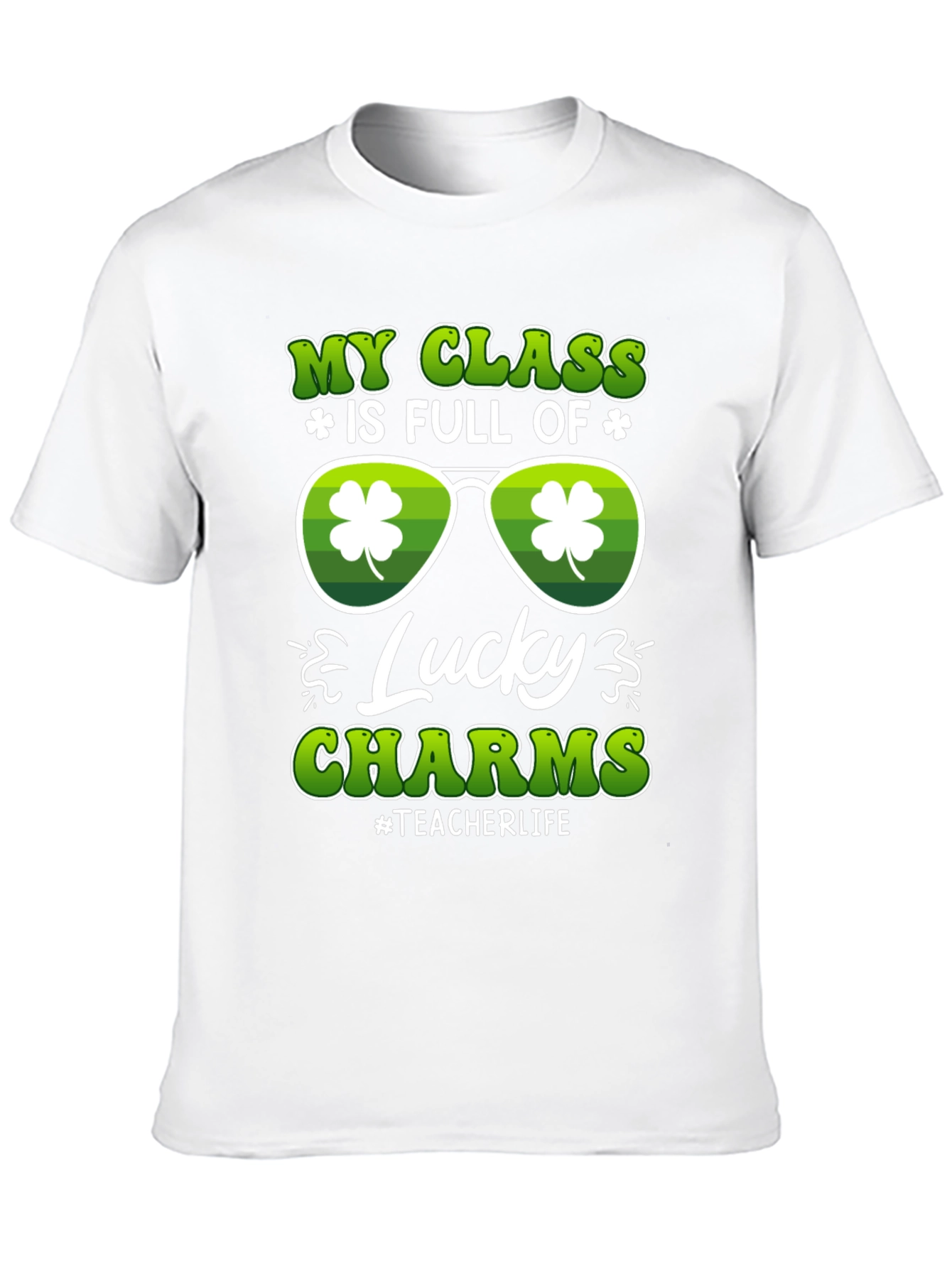 Black St. Patrick's Day Teacher T-Shirt Lucky Charms view 10