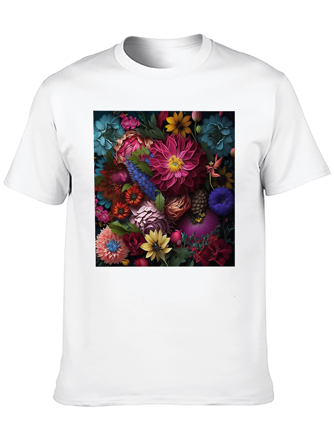 Black Floral Print Black T-Shirt view 10