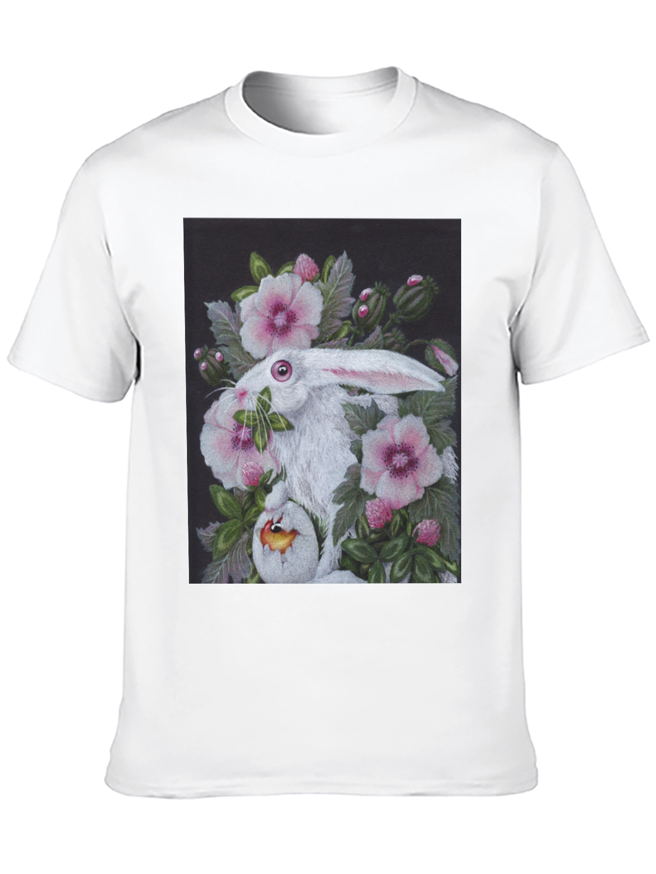 Black Floral Rabbit T-Shirt - Unique Easter Design view 10