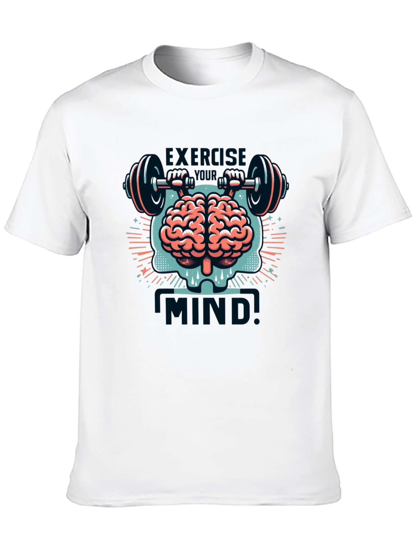 Black Exercise Mind T-Shirt - Brain & Barbell Design view 10