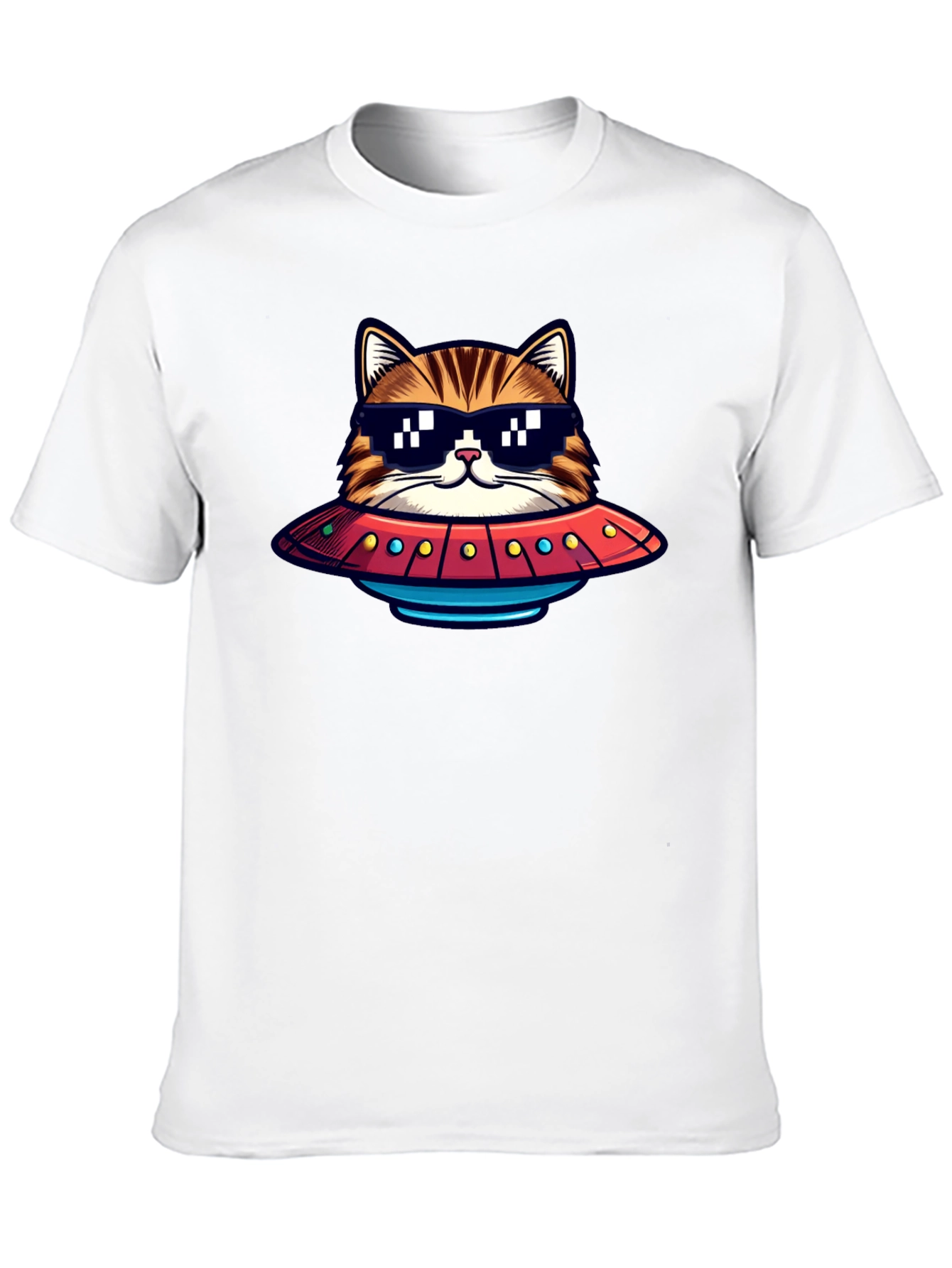 Black Cool Cat UFO Graphic T-Shirt view 10