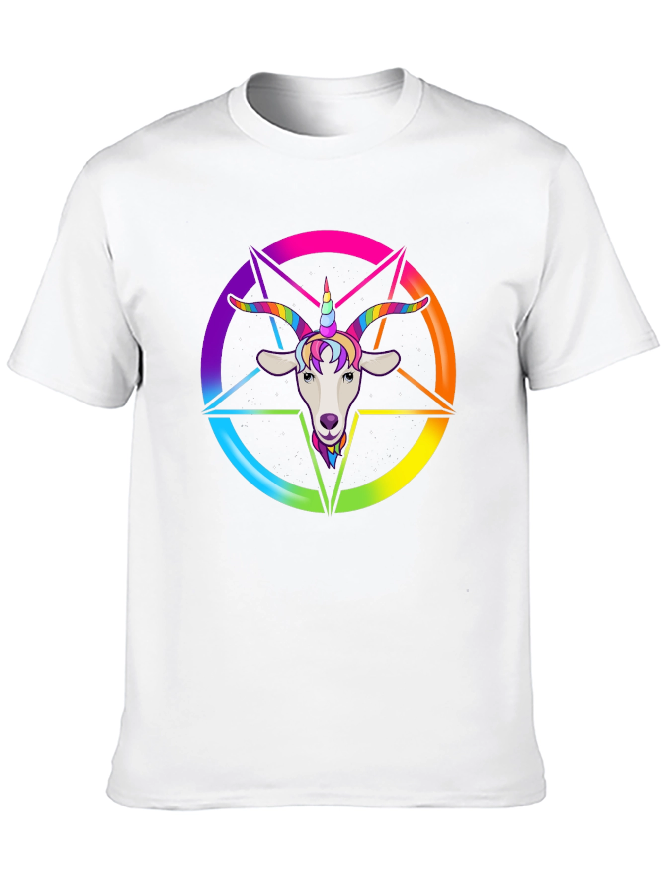Black Rainbow Goat Unicorn Graphic Tee - Men's Black T-Shirt view 10