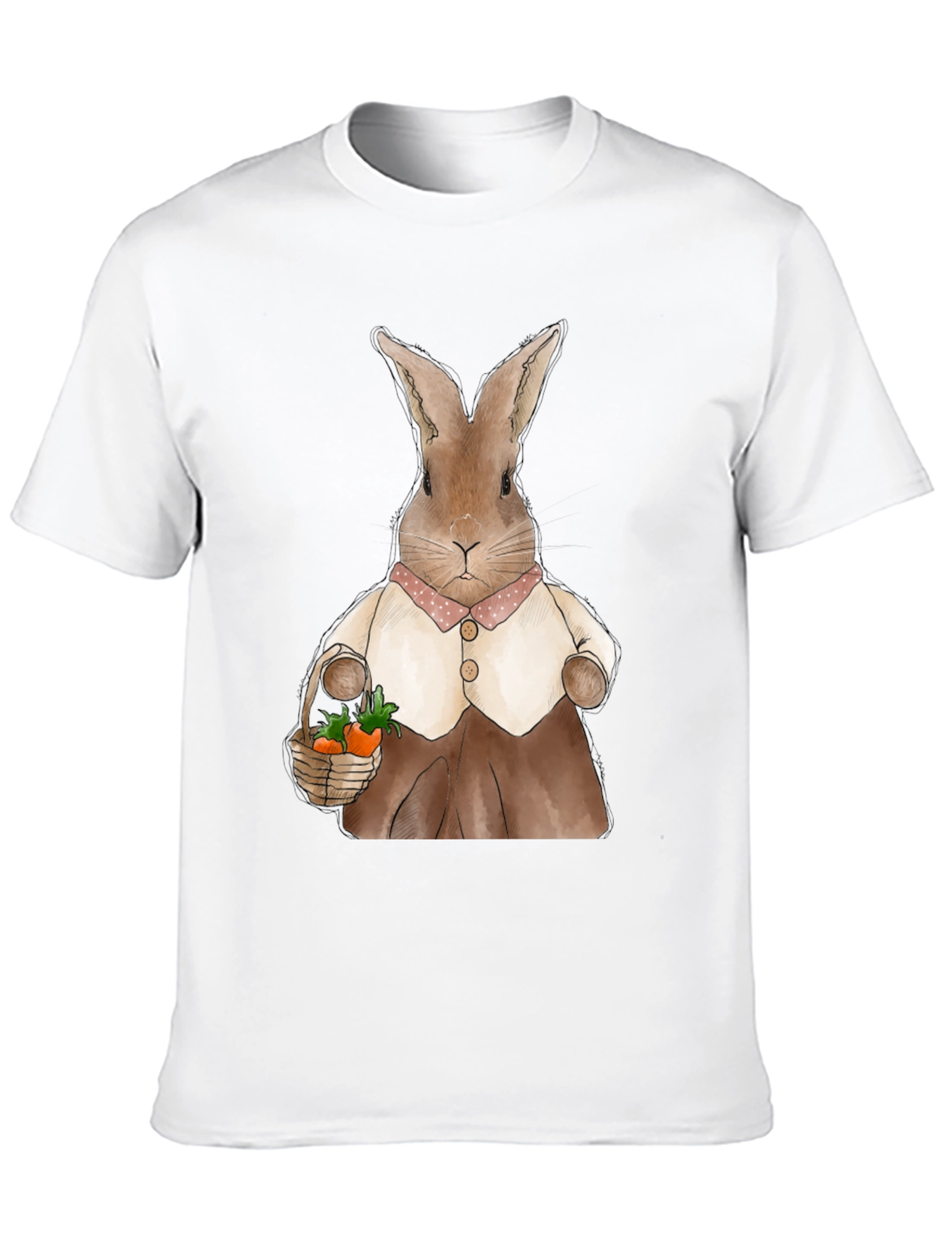 Black Cute Bunny Carrot Basket Graphic T-Shirt view 10