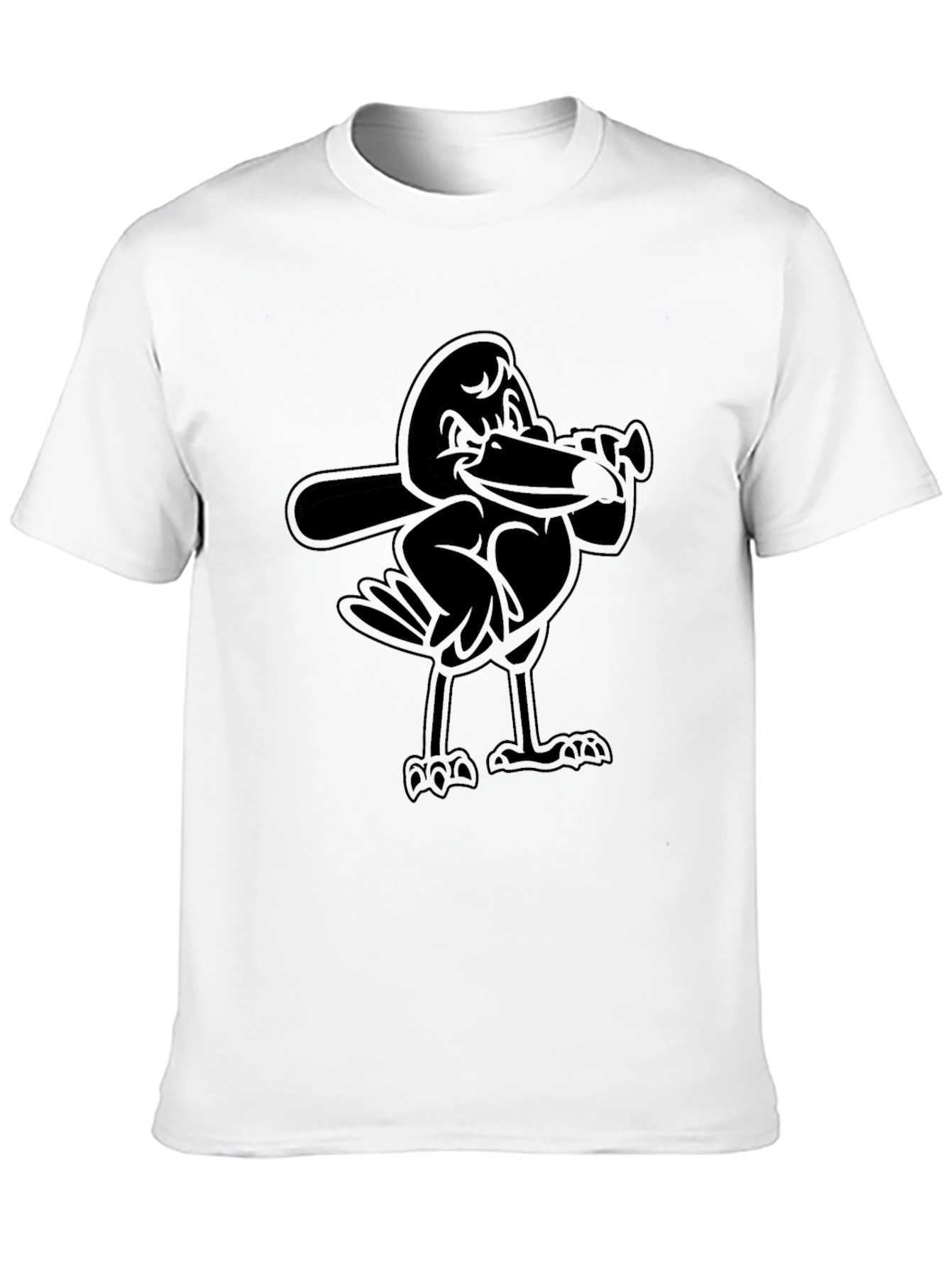 Black Cartoon Bird Baseball Player Black T-Shirt view 10