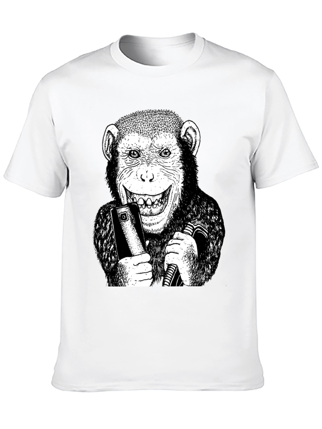 Black Monkey Selfie Graphic Tee - Black Cotton Blend T-Shirt view 10
