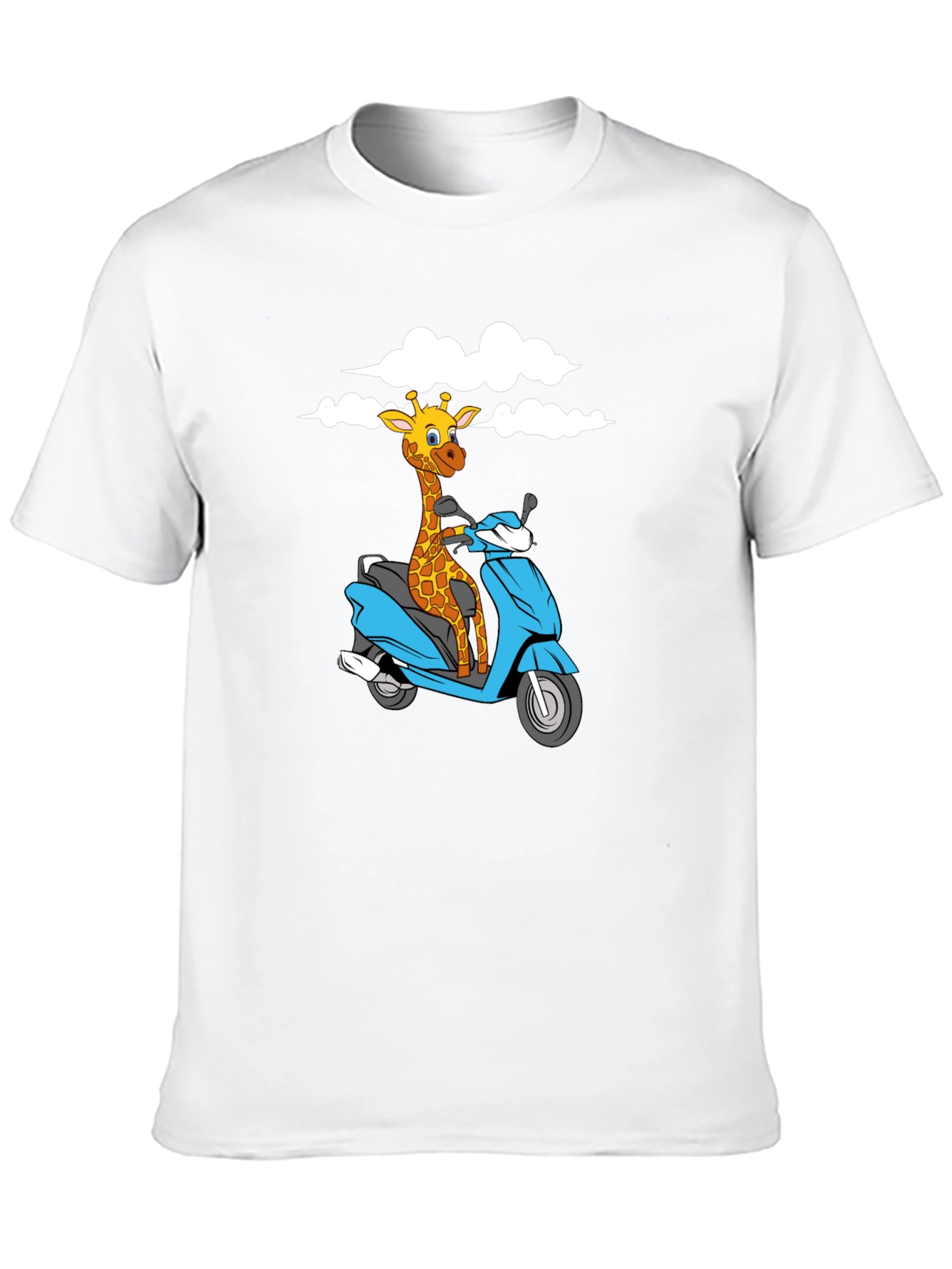 Black Giraffe on Scooter Graphic T-Shirt - Black view 10
