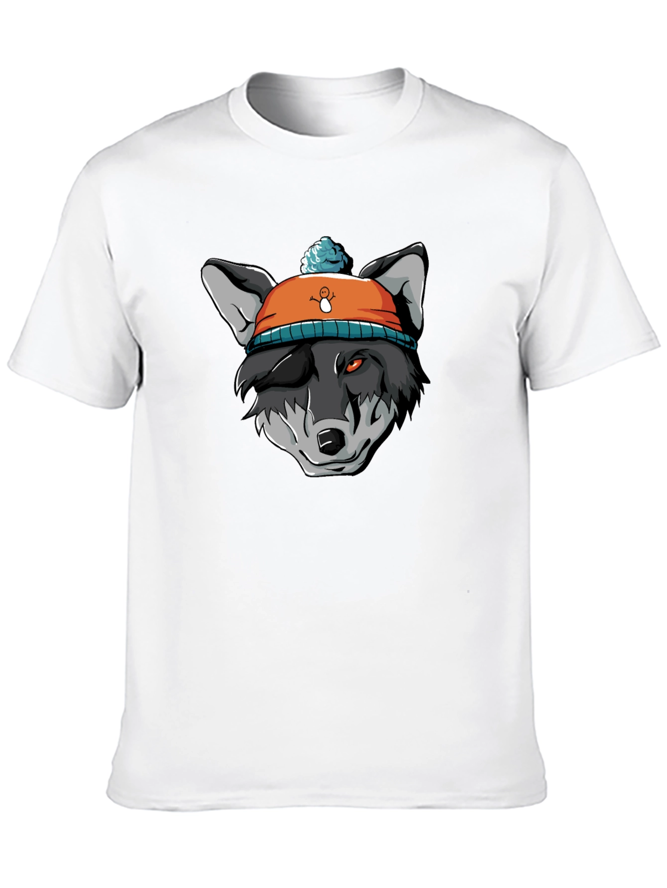 Black Wolf in Beanie Black T-Shirt - Unique Graphic Tee view 10