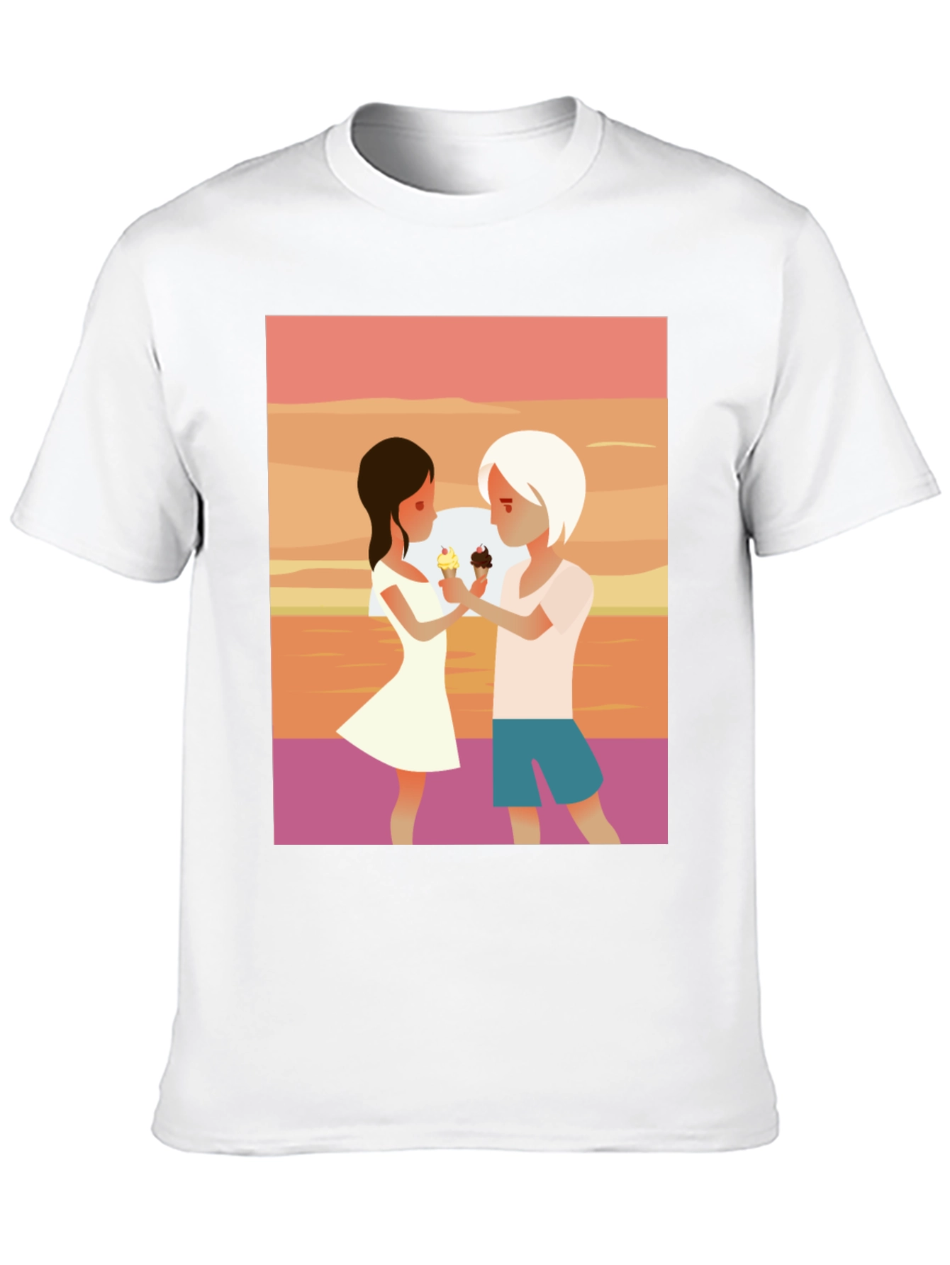 Black Couple Ice Cream Graphic T-Shirt - Unisex Casual Tee view 10