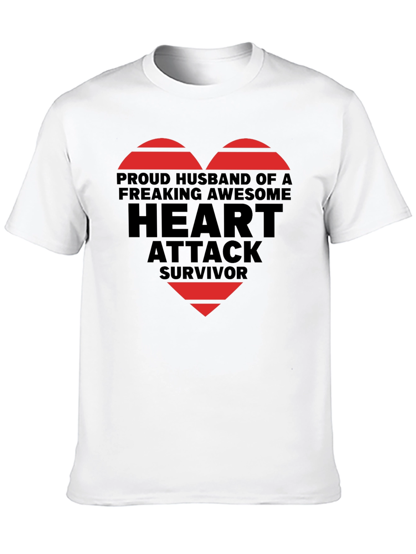 Black Proud Husband Heart Attack Survivor Graphic Tee view 10