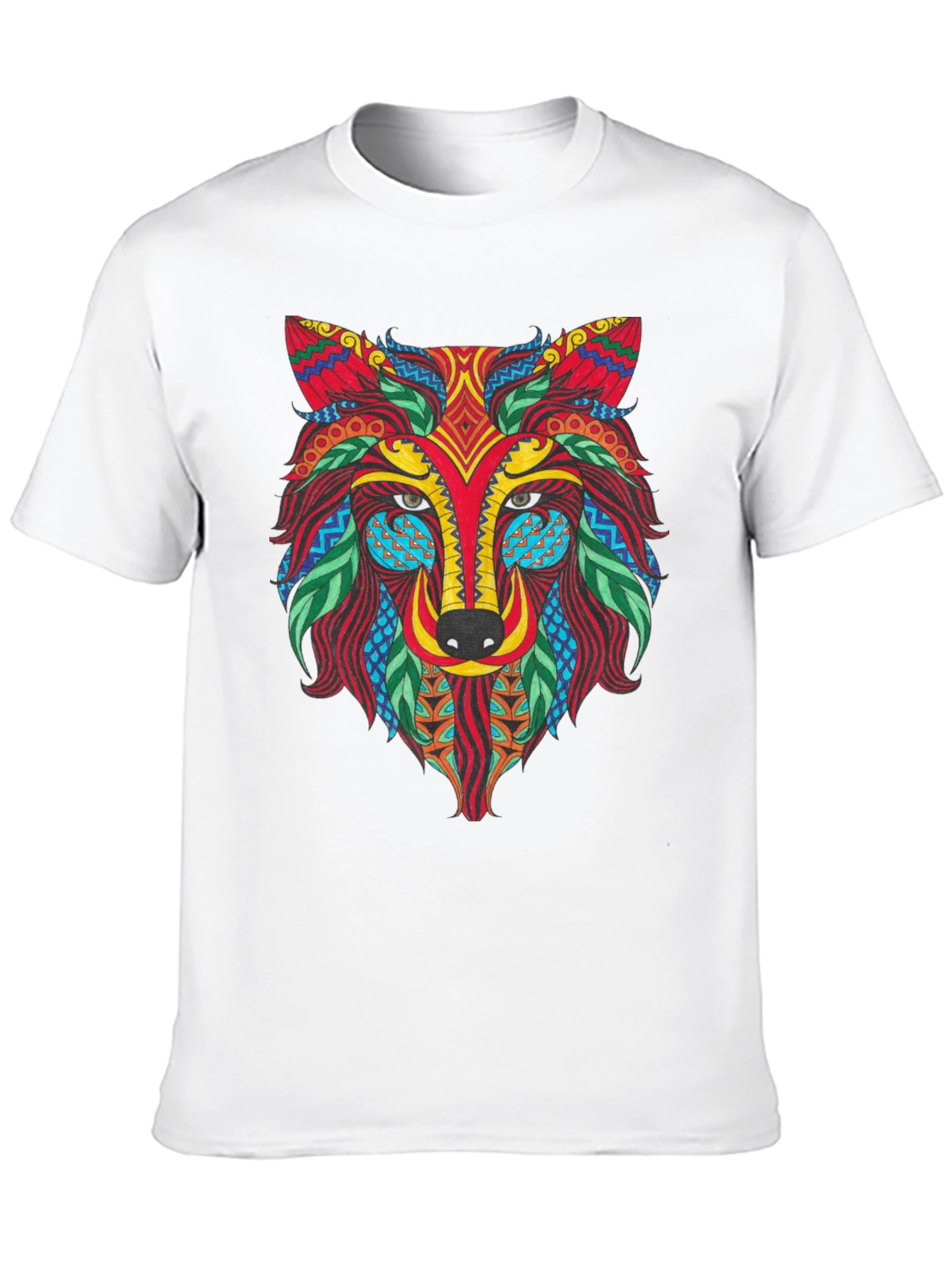 Black Wolf Graphic Print Tee - Men's Short Sleeve Black T-Shirt view 10