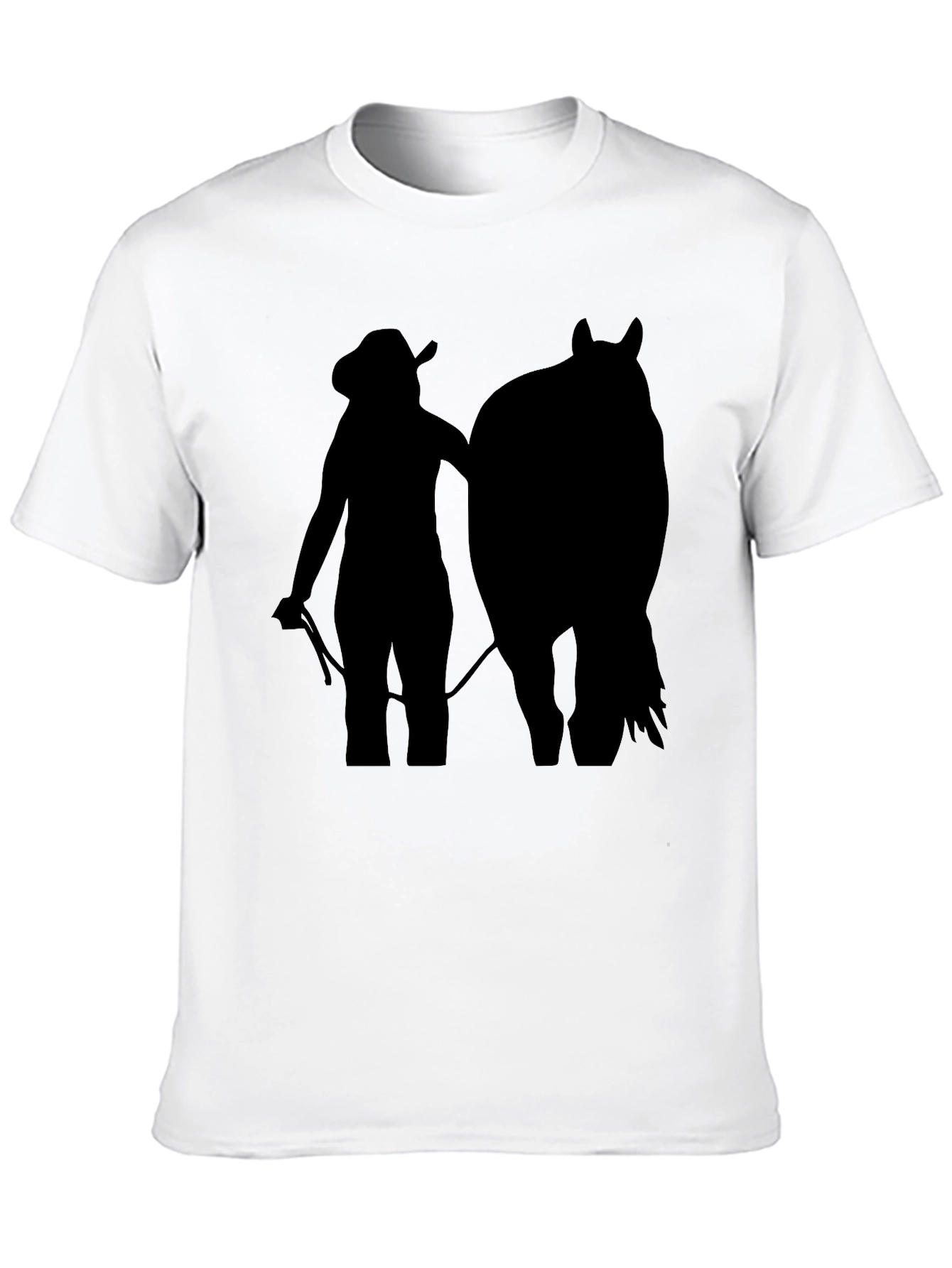 Black Cowgirl & Horse Silhouette Tee - Black Unisex T-Shirt view 10