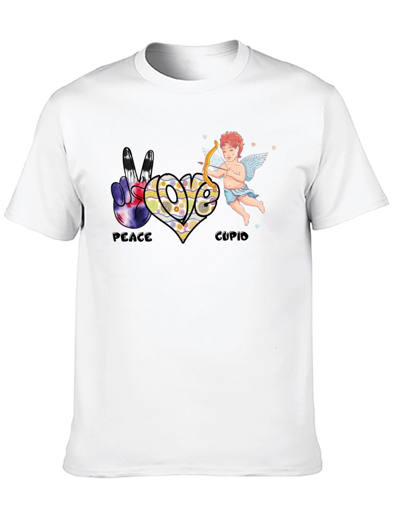 Black Peace Love Cupid T-Shirt view 10