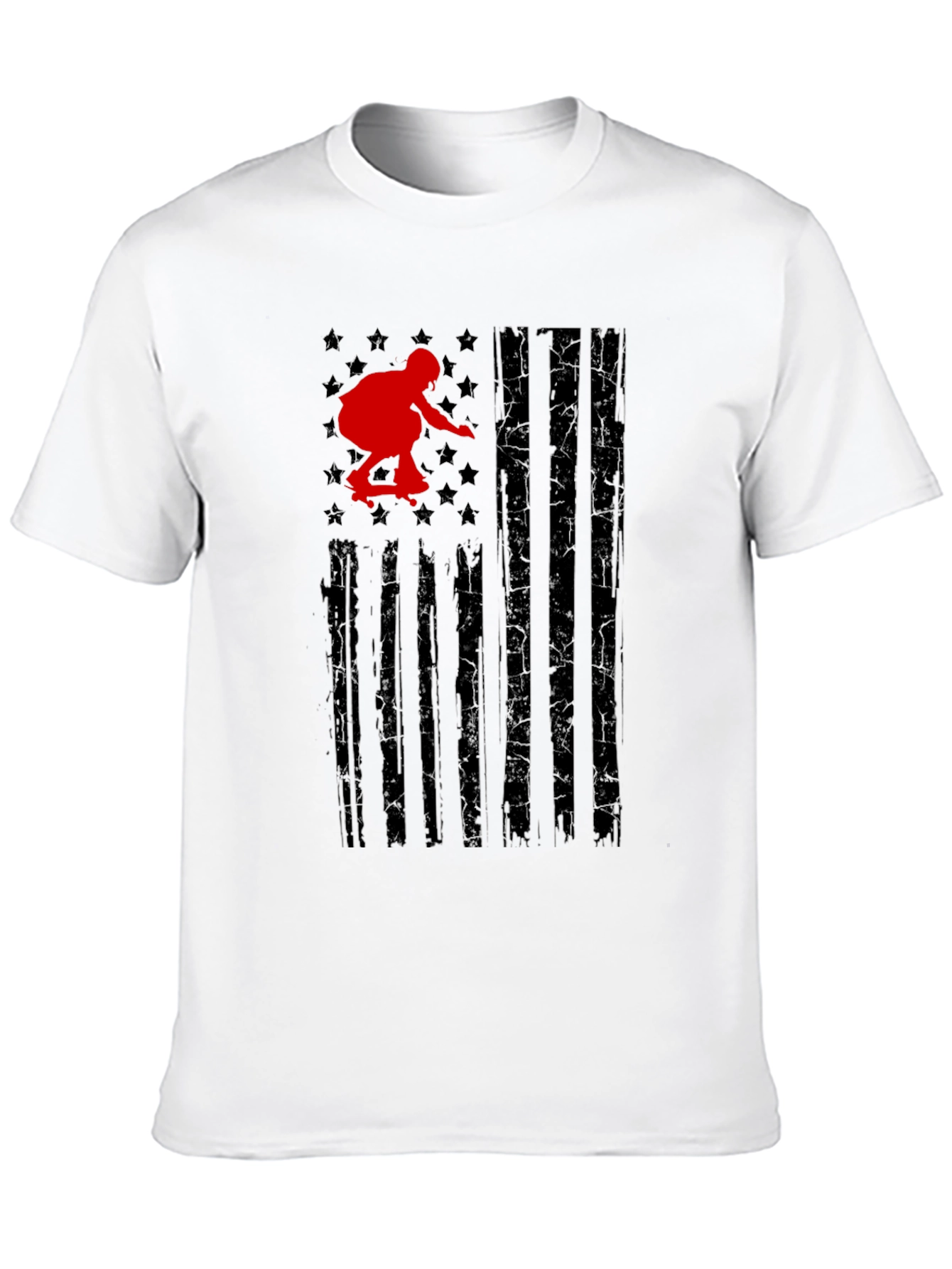 Black Skateboarder American Flag Graphic Tee view 10