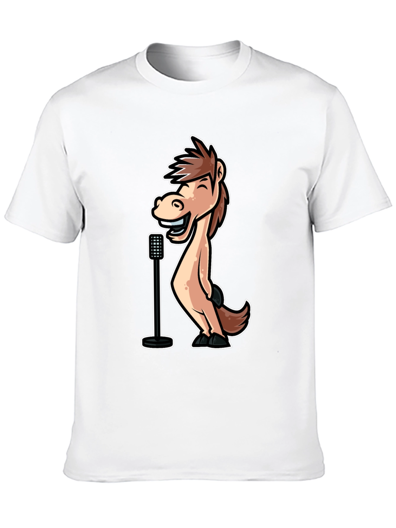 Black Funny Horse Singer Graphic Tee - Black Cotton T-Shirt view 10