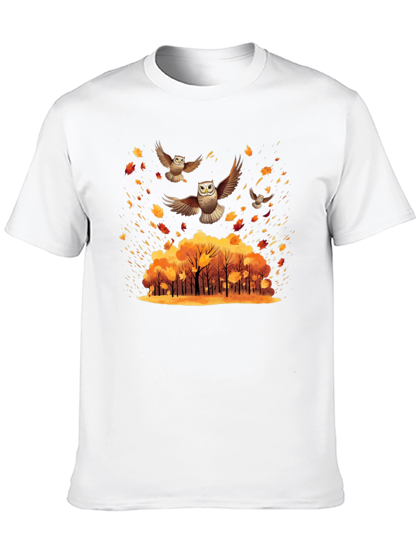 Black Autumn Owl Flight T-Shirt view 10