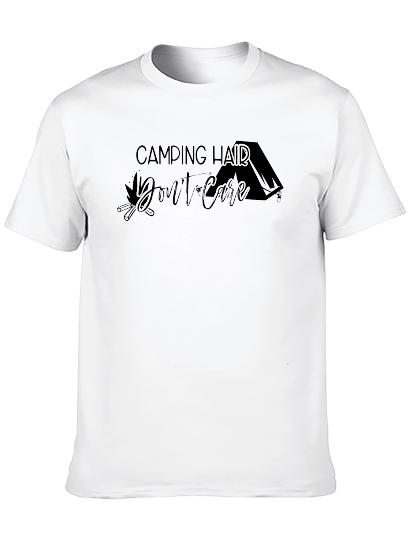Black Camping Hair Don't Care Black Tee view 10