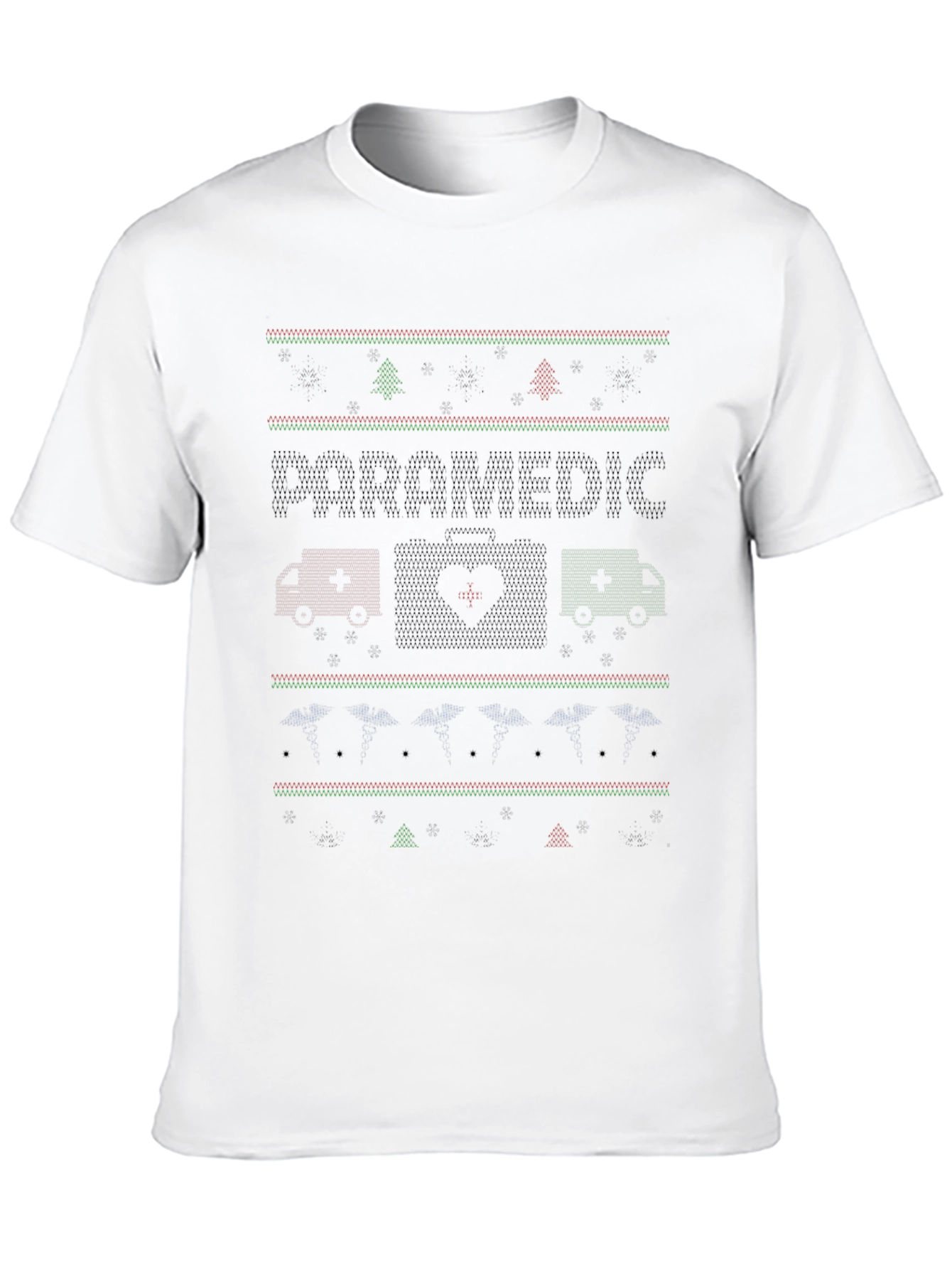 Black Paramedic Ugly Christmas Sweater Style T-Shirt view 10