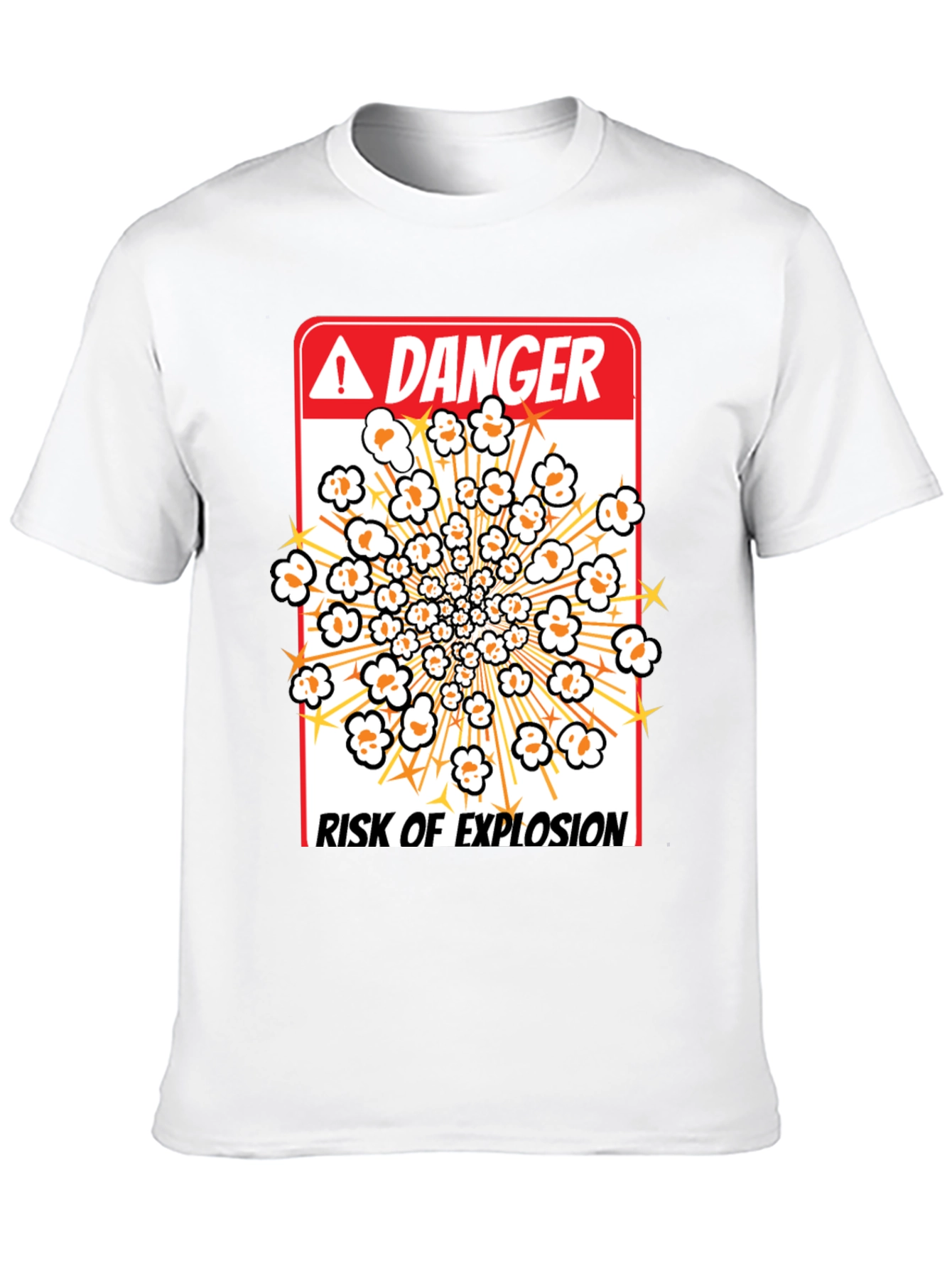 Black Danger Risk Of Explosion Popcorn T-Shirt view 10