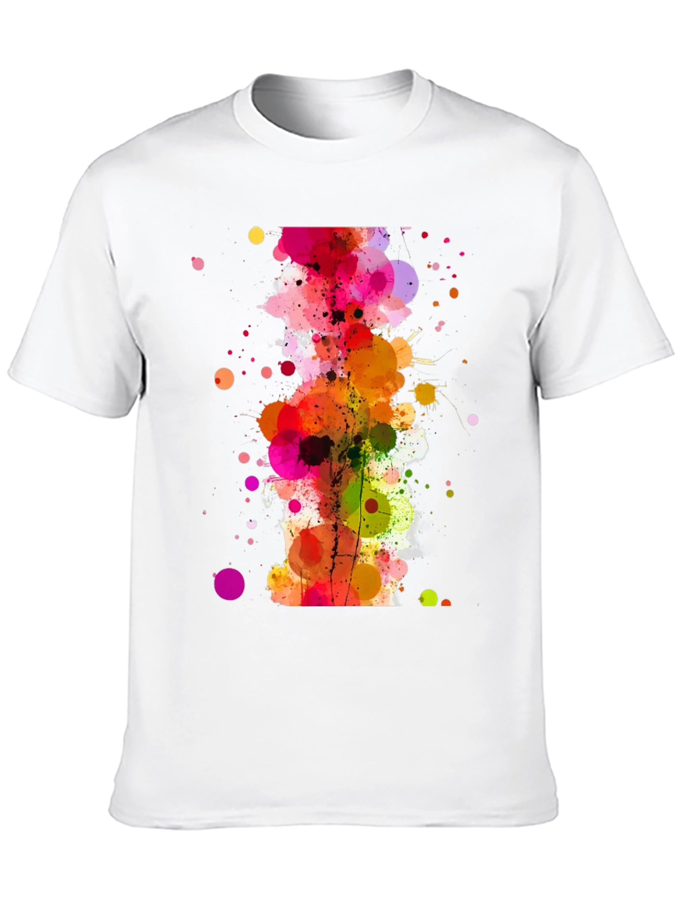 Black Abstract Watercolor Splatter Print Black T-Shirt view 10