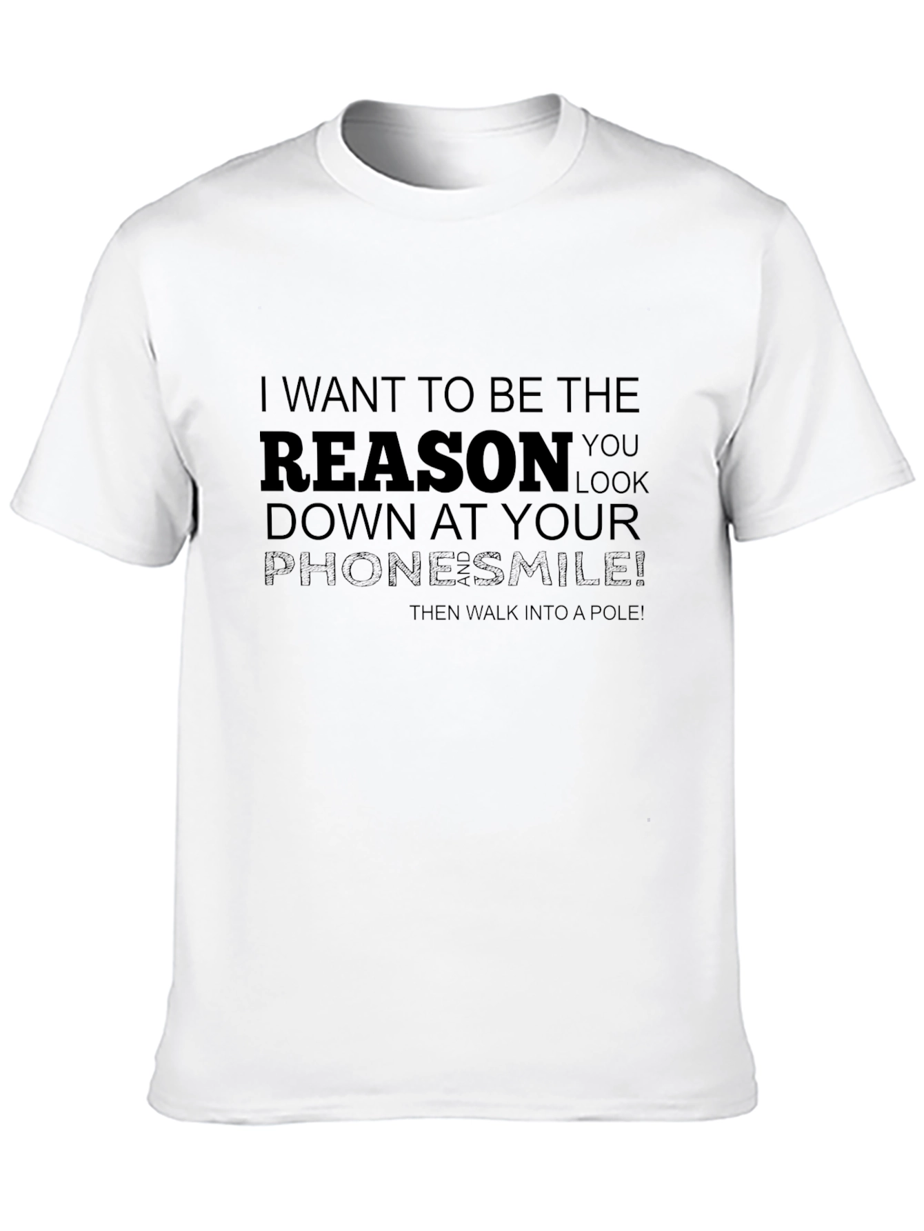 Black Humorous "Reason You Look Down" Black T-Shirt view 10