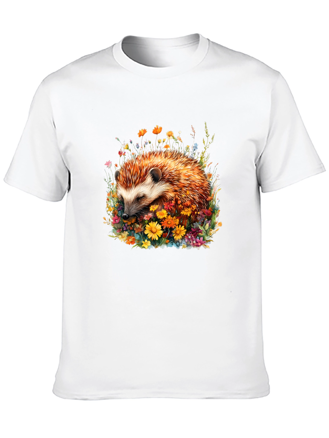 Black Hedgehog in Flowers Graphic Tee view 10