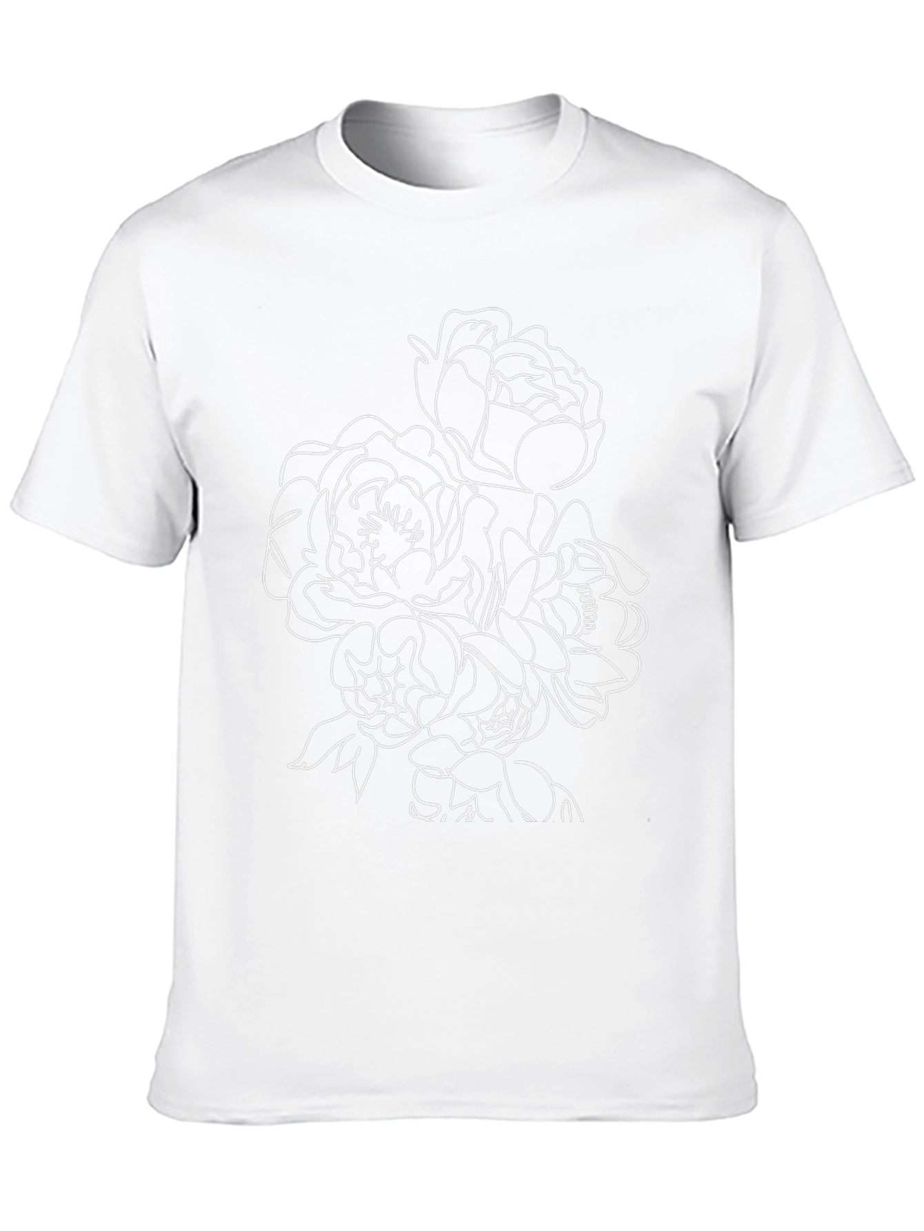 Black Floral Line Art Black T-Shirt view 10