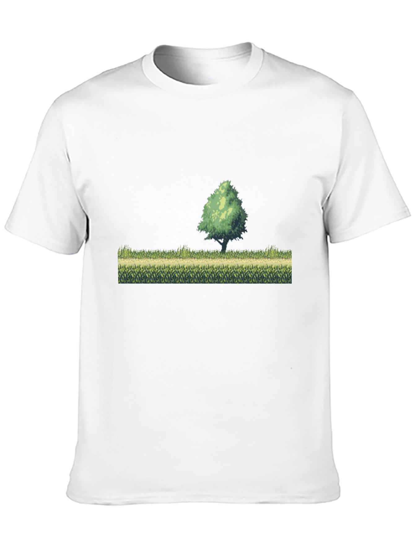 Black Retro Pixel Art T-Shirt - Nature Scene view 10