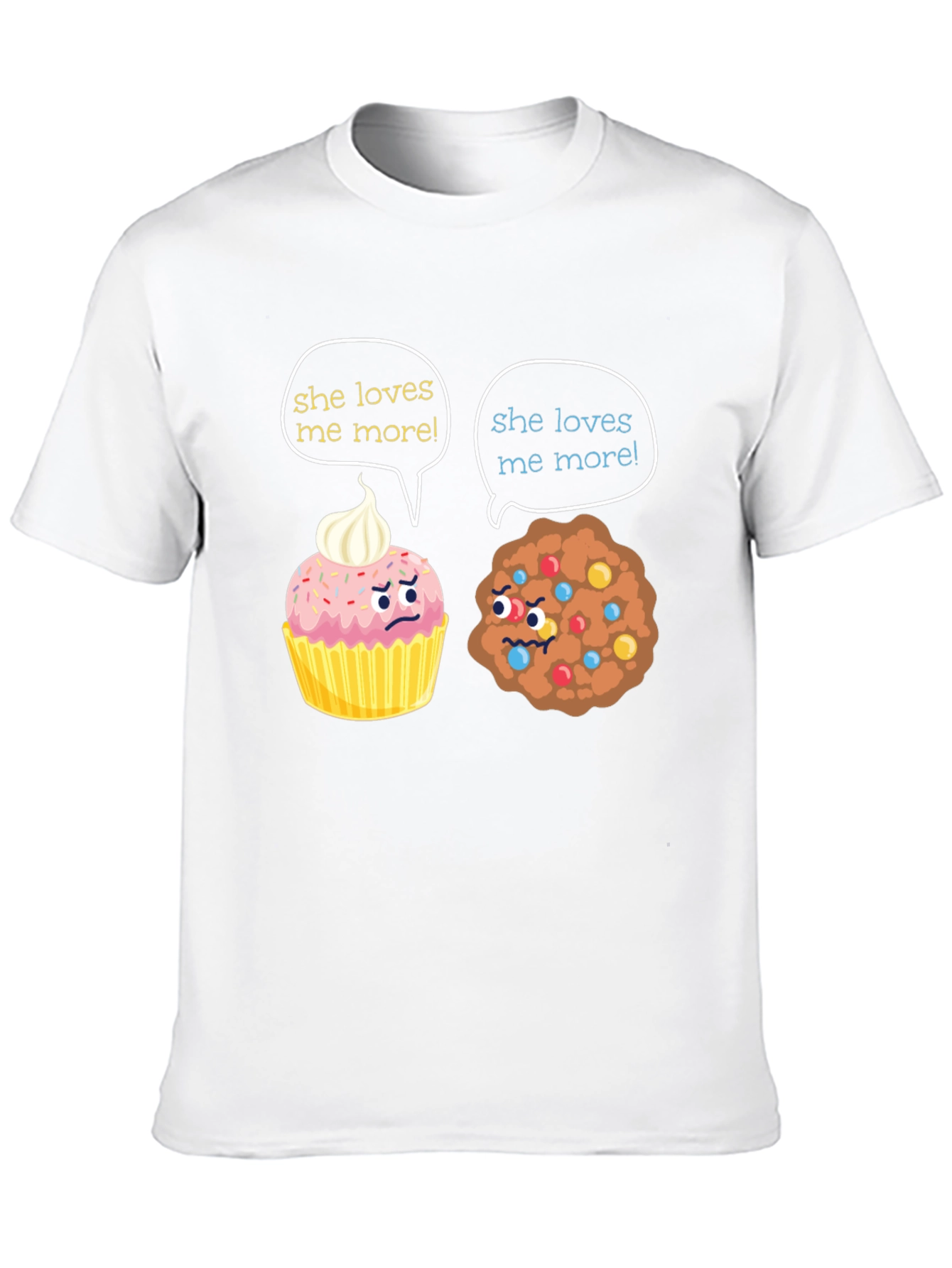Black Funny She Loves Me More Cupcake vs Cookie T-Shirt view 10