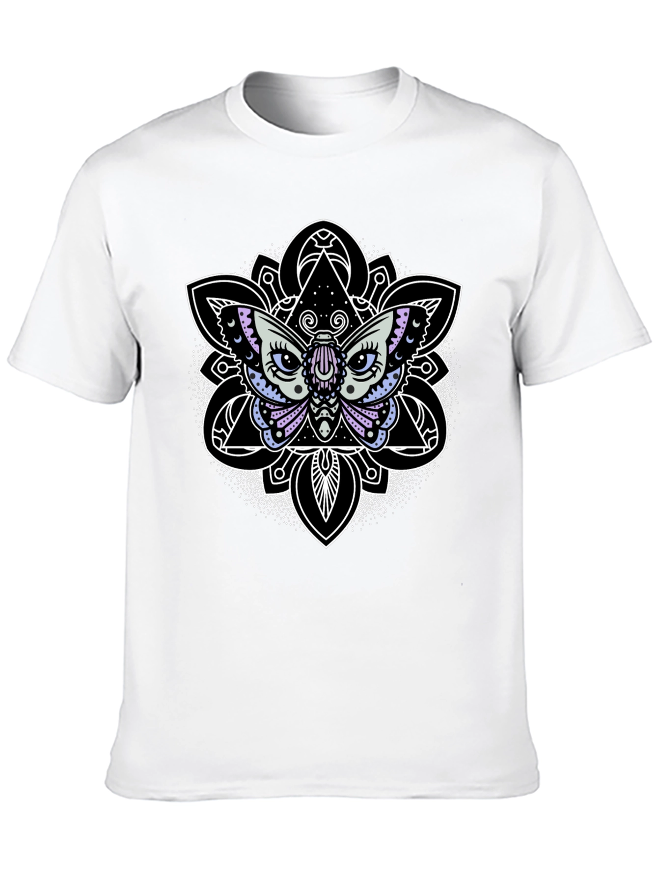 Black Moth Mandala Graphic Tee - Black Cotton T-Shirt view 10