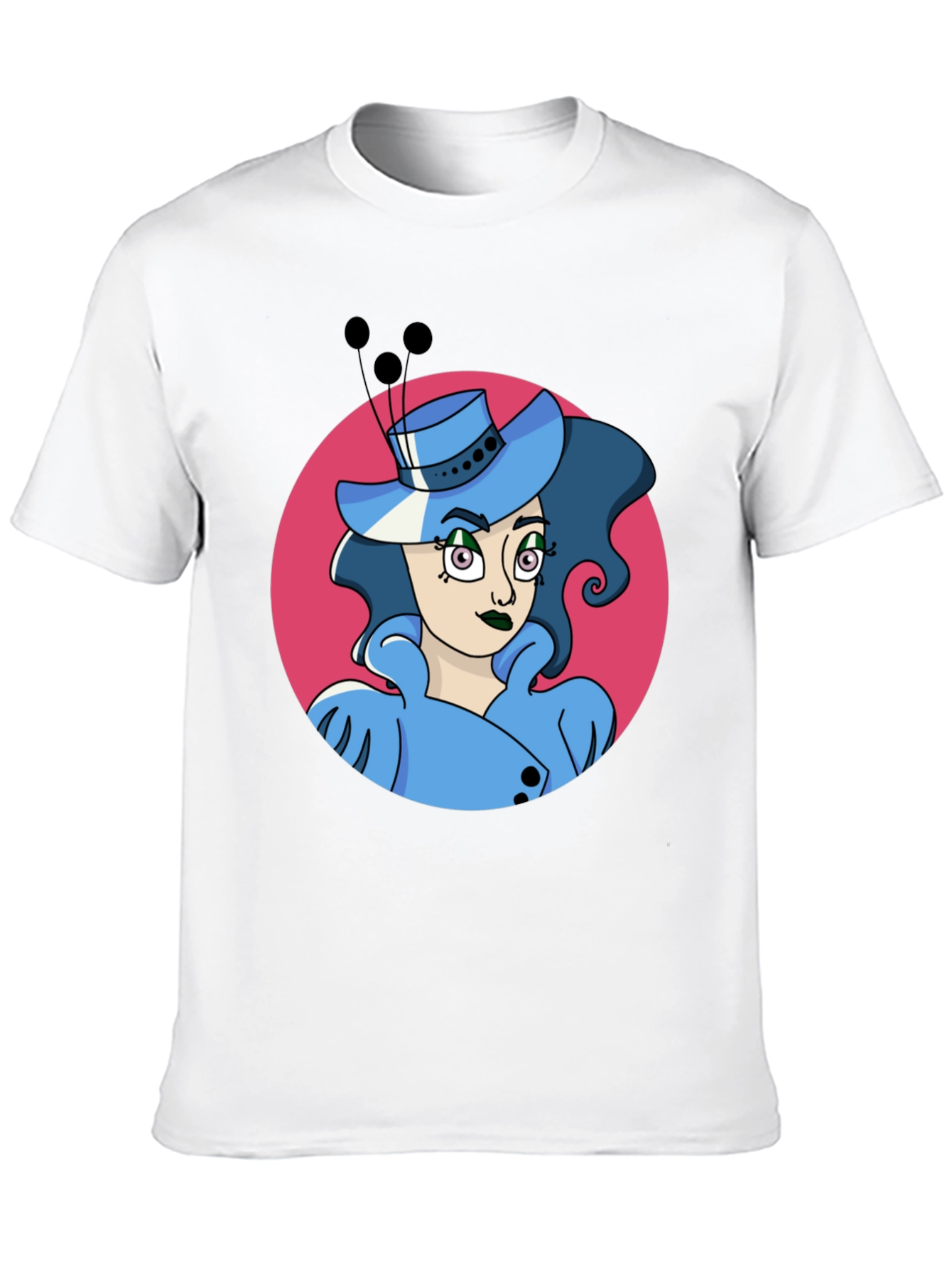 Black Whimsical Woman Graphic Tee - Black Cotton Blend view 10