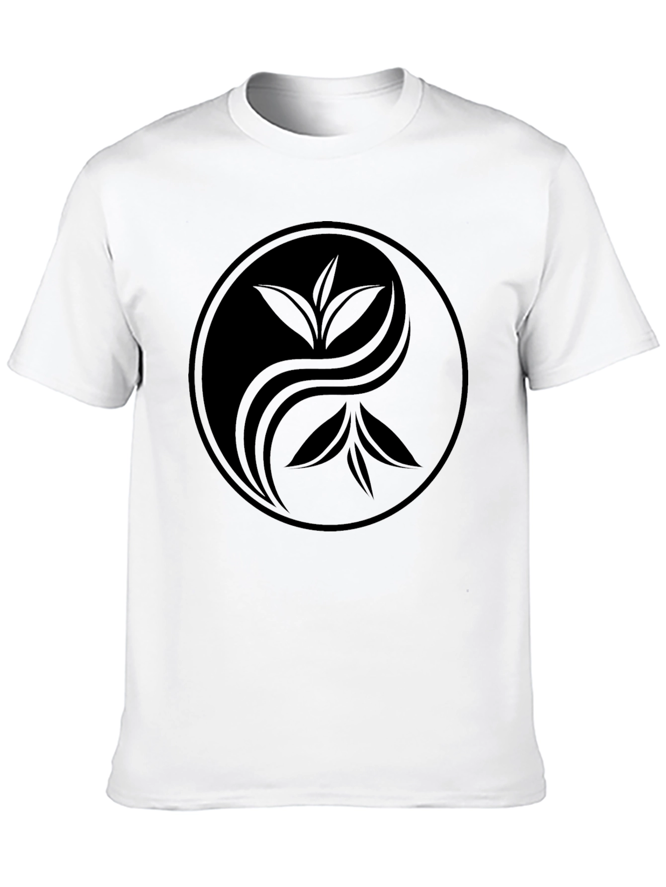 Black Yin Yang Tea Leaf Graphic Tee - Soft Black Cotton view 10